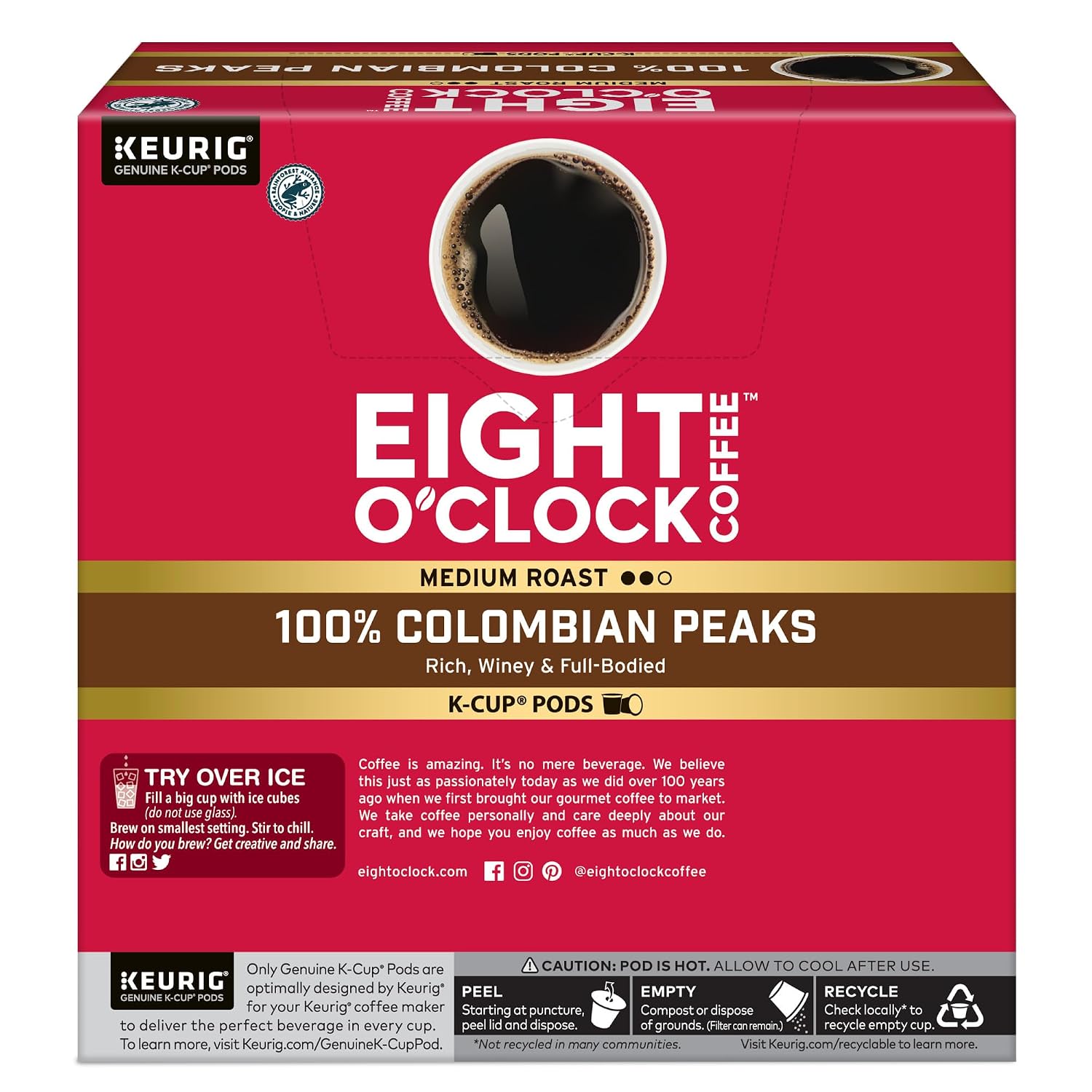Eight O'Clock Coffee The Original, Single-Serve Keurig K-Cup Pods, Medium Roast Coffee Pods, 72 Count
