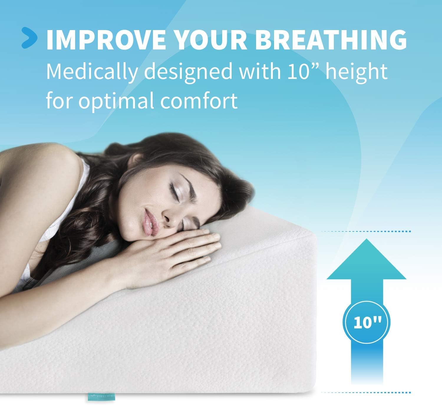 Bed Wedge Pillow Gel Memory Foam Top - Cooling Elevated Support Cushion for Lower Back Pain, Acid Reflux, Heartburn, Allergies