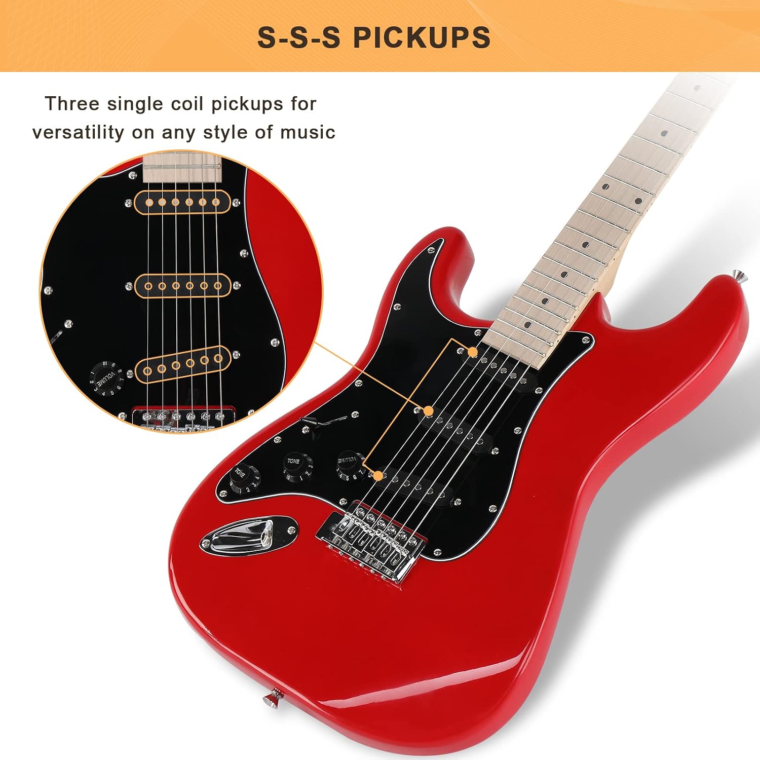 GLARRY Full Size Electric Guitar for Music Lover Beginner with 20W Amp and Accessories Pack Guitar Bag (DARK BLUE, 39" Right Handed)