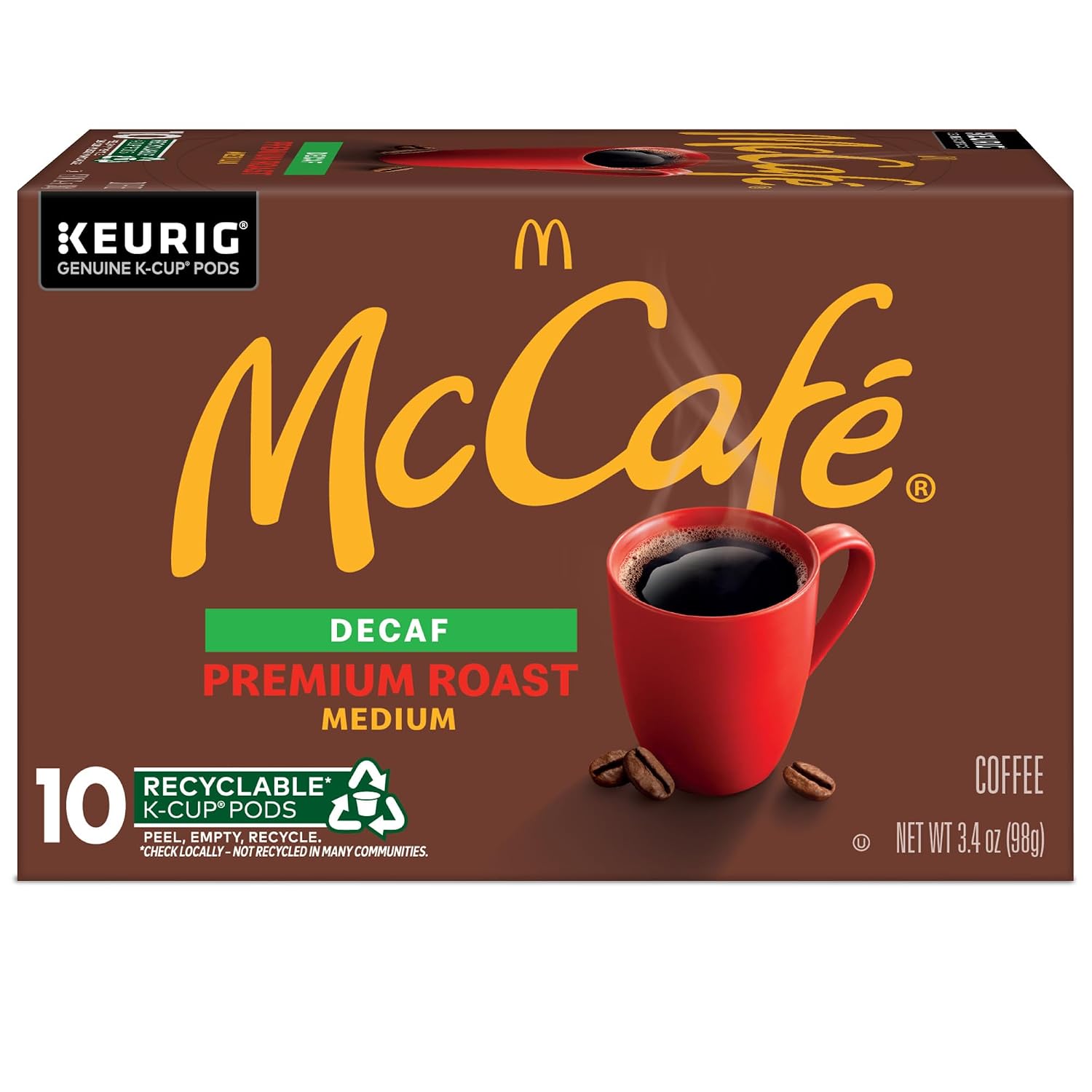 McCafe Premium Roast Decaf Coffee, Single Serve Keurig K-Cup Pods, Decaffeinated, 96 Count (4 Packs of 24)