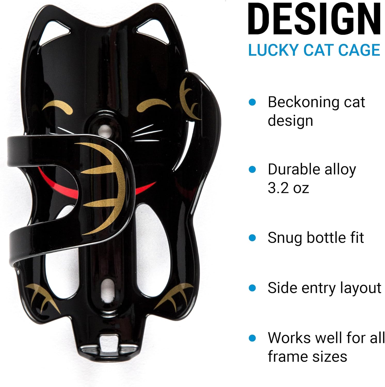 Portland Design Works Water Bottle Cage - Lightweight Water Bottle Holder for Bikes, Owl Cage, Black/Gold