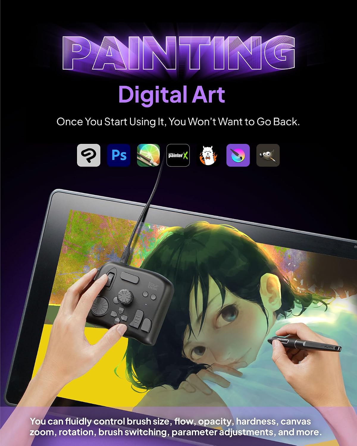 TourBox NEO - Customizable Editing Controller, Photo Color Grading Illustration Speed Editor, Intuitive Control Boost Productivity