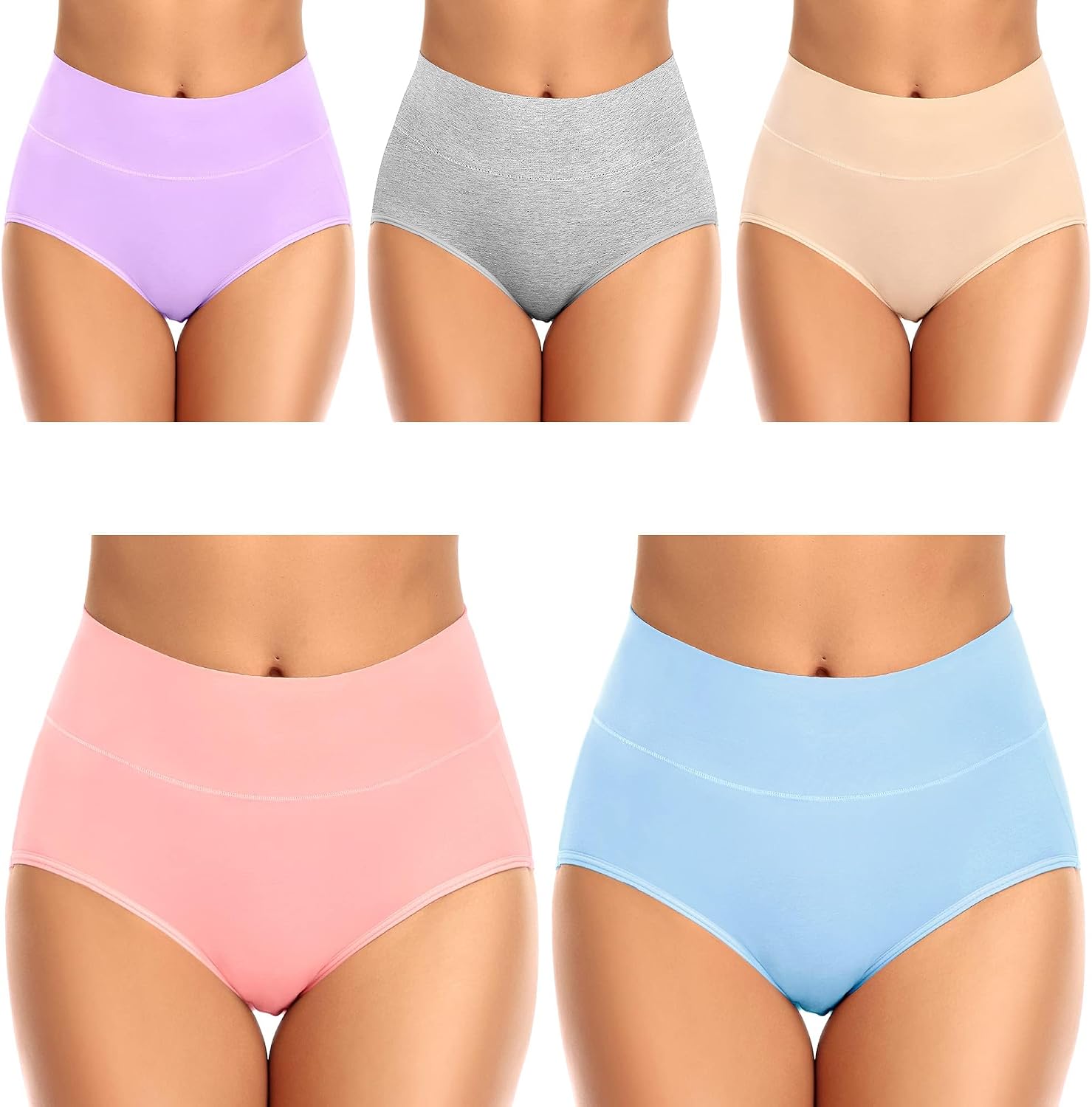 Womens Tummy Control Underwear Cotton High Waisted Full Briefs