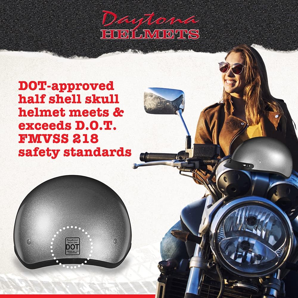Motorcycle Helmet Half Skull Cap - Lightweight & Stylish DOT Approved Helmets for Adults - Perfect for Men and Women Riders - Comfortable & Secure Fit- Stylish Protection for Everyday Riding