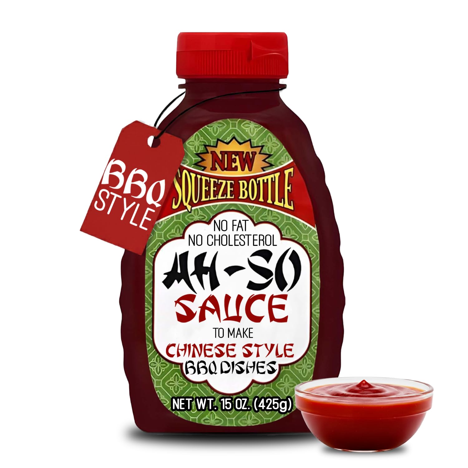 Ah-So Chinese-Style BBQ Sauce, Red Rib 15 oz Squeeze Bottle – Sweet & Tangy Spare Rib Marinade and Glaze for Pork, Chicken & Wings; Classic Takeout Flavor, Ready to Use.