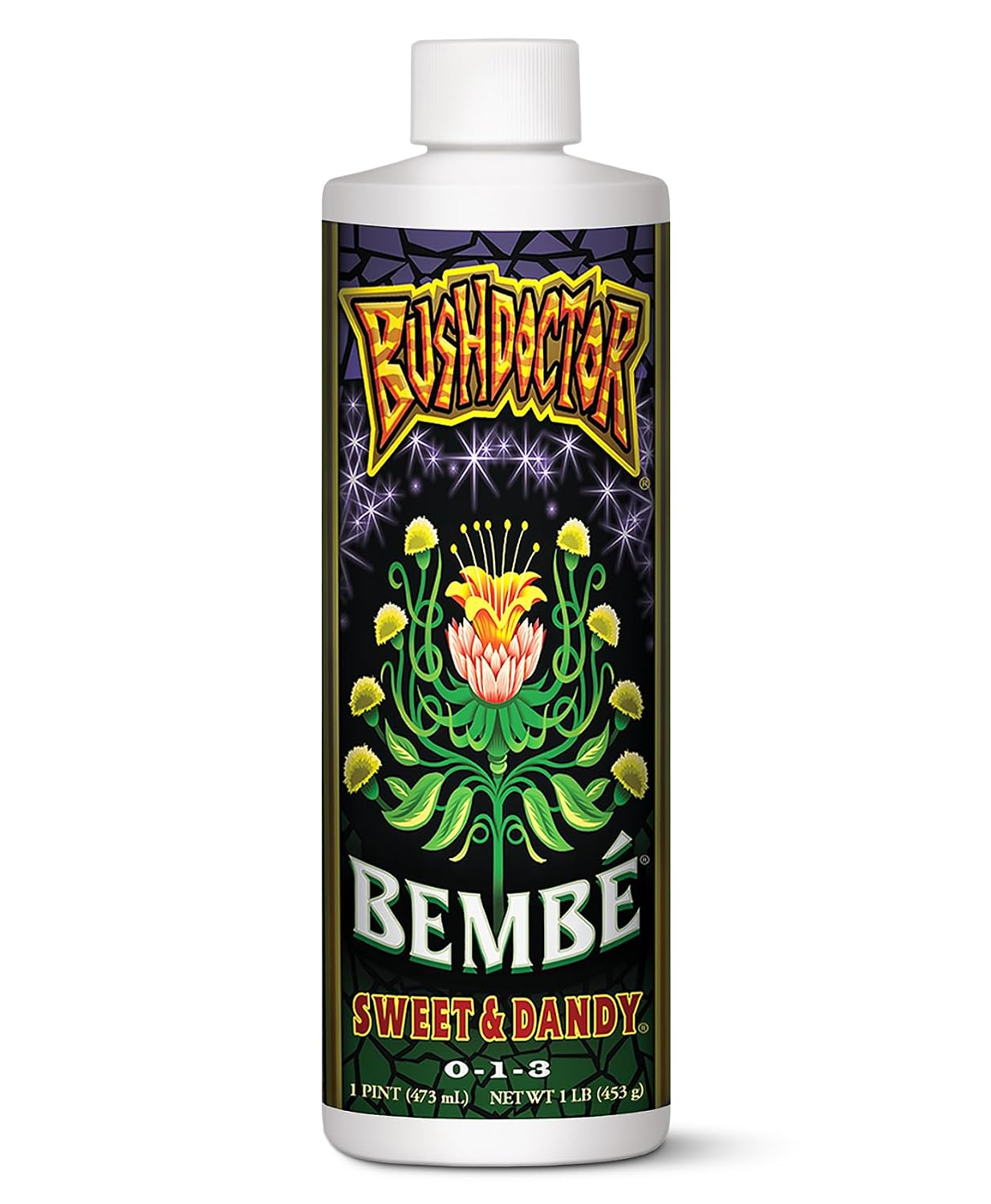 FoxFarm Bush Doctor Bembé Sweet & Dandy Liquid Plant Fertilizer - Complex Nutrient Blend - 0-1-3 PK Fertilizer for In-Ground & Hydroponic Gardens - 1 Quart