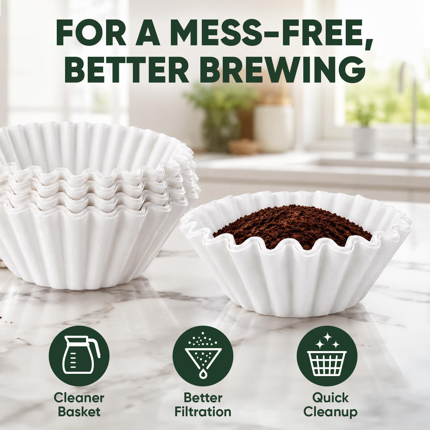 Keurig K-Duo Paper Coffee Filters 100 Pack by PureHQ - Fits Mesh Basket
