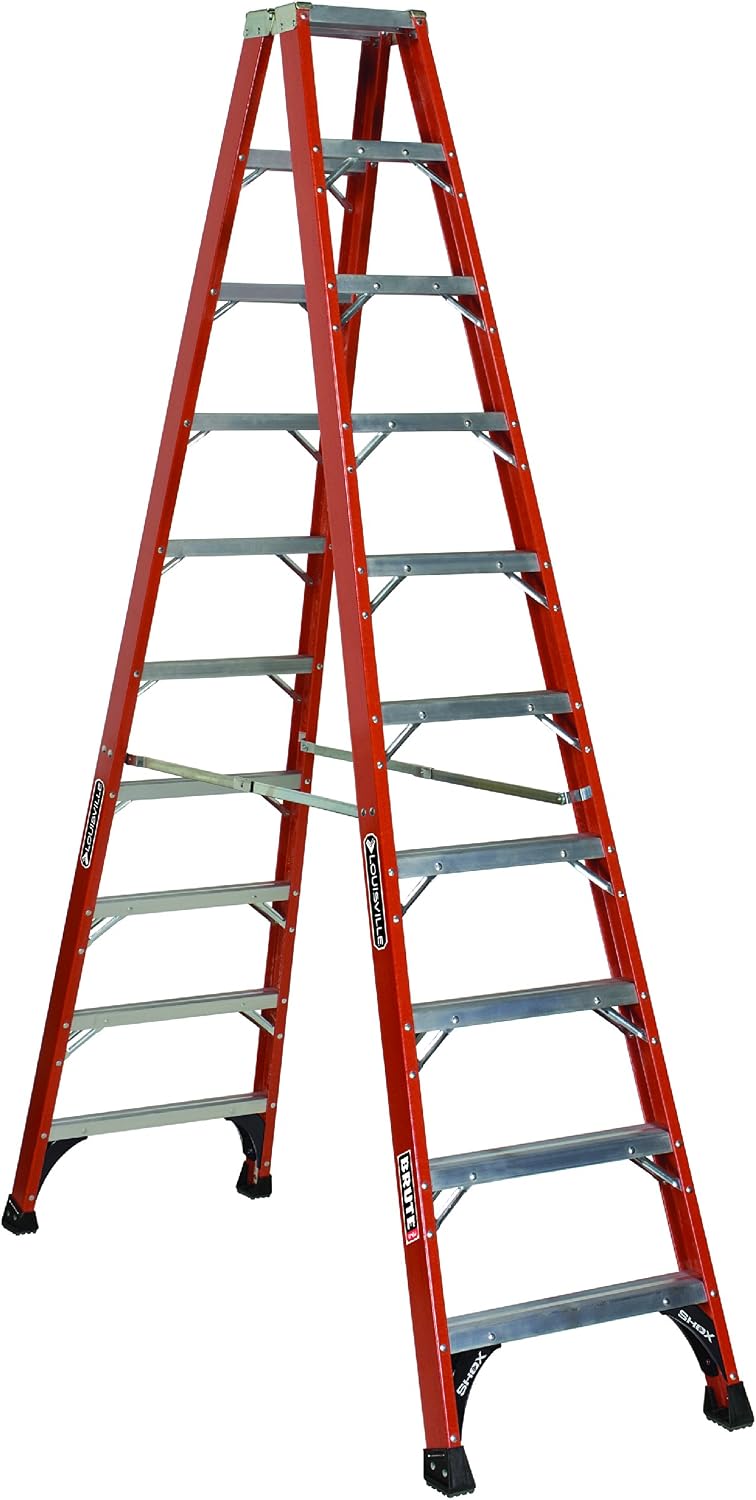 Louisville Ladder 14-Foot Fiberglass Twin Front Step Ladder, 375-Pound Load Capacity, Type IAA, FM1414HD