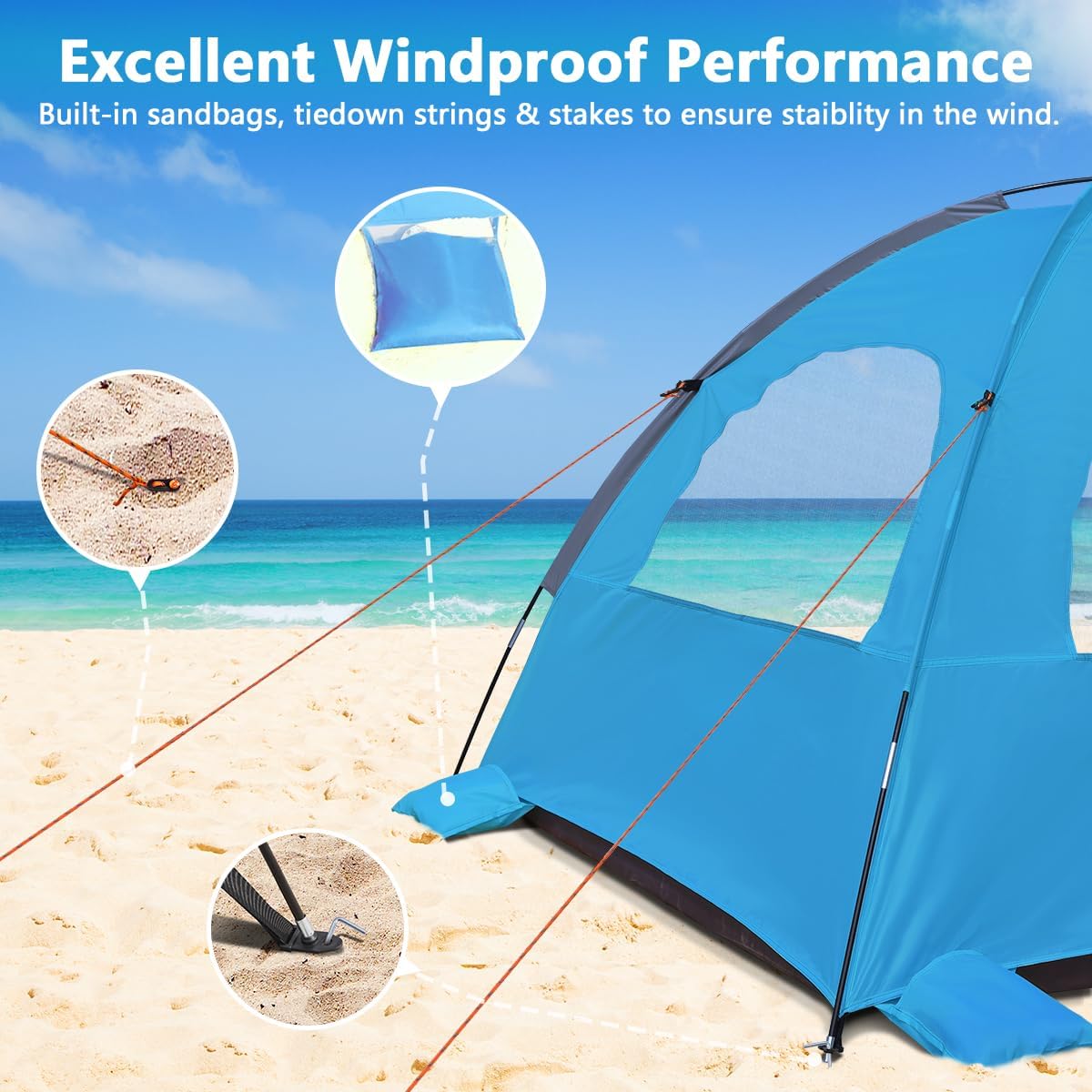 NXONE Beach Tent Sun Shelter, UPF 50+ UV Protection, Easy Setup