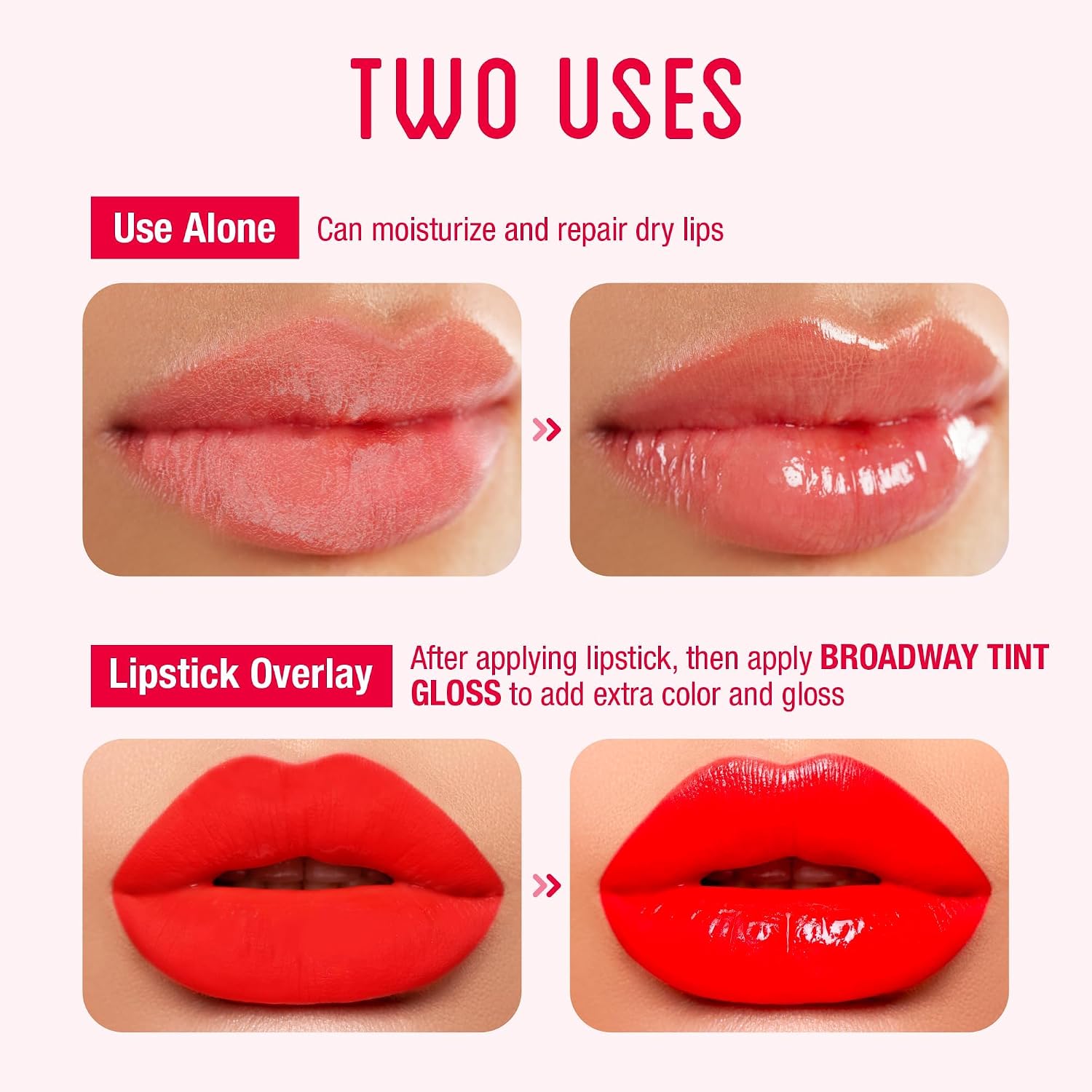 Ruby Kisses Broadway Vita-Lip Clear Lip Gloss (8 Pack), Ultra-Hydrating & Soothing Formula with Vitamins