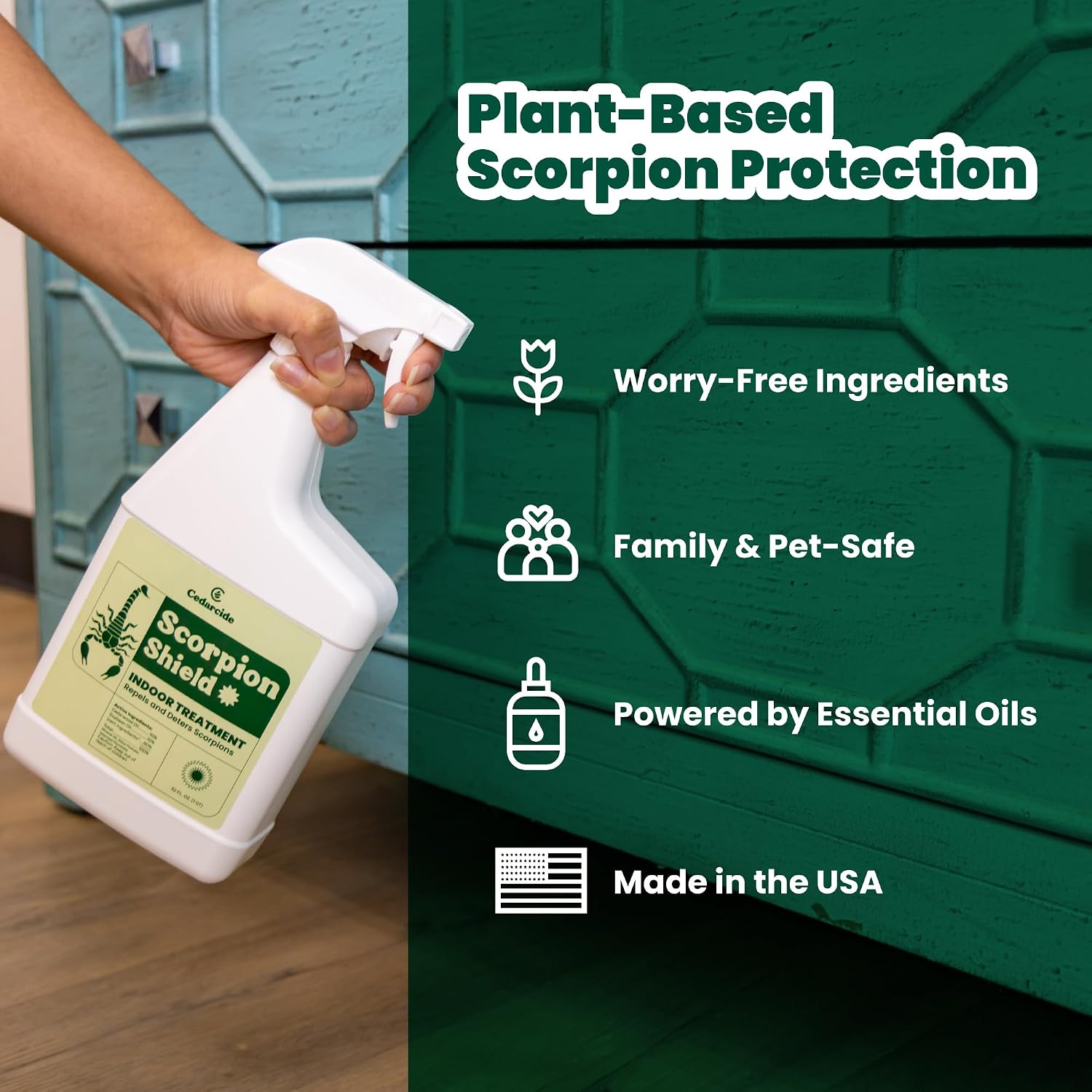 Cedarcide Scorpion Shield (Gallon) Indoor Cedar Oil Pest Control Spray - Kills & Repels Scorpions and Other Pests Guaranteed - Pet Safe