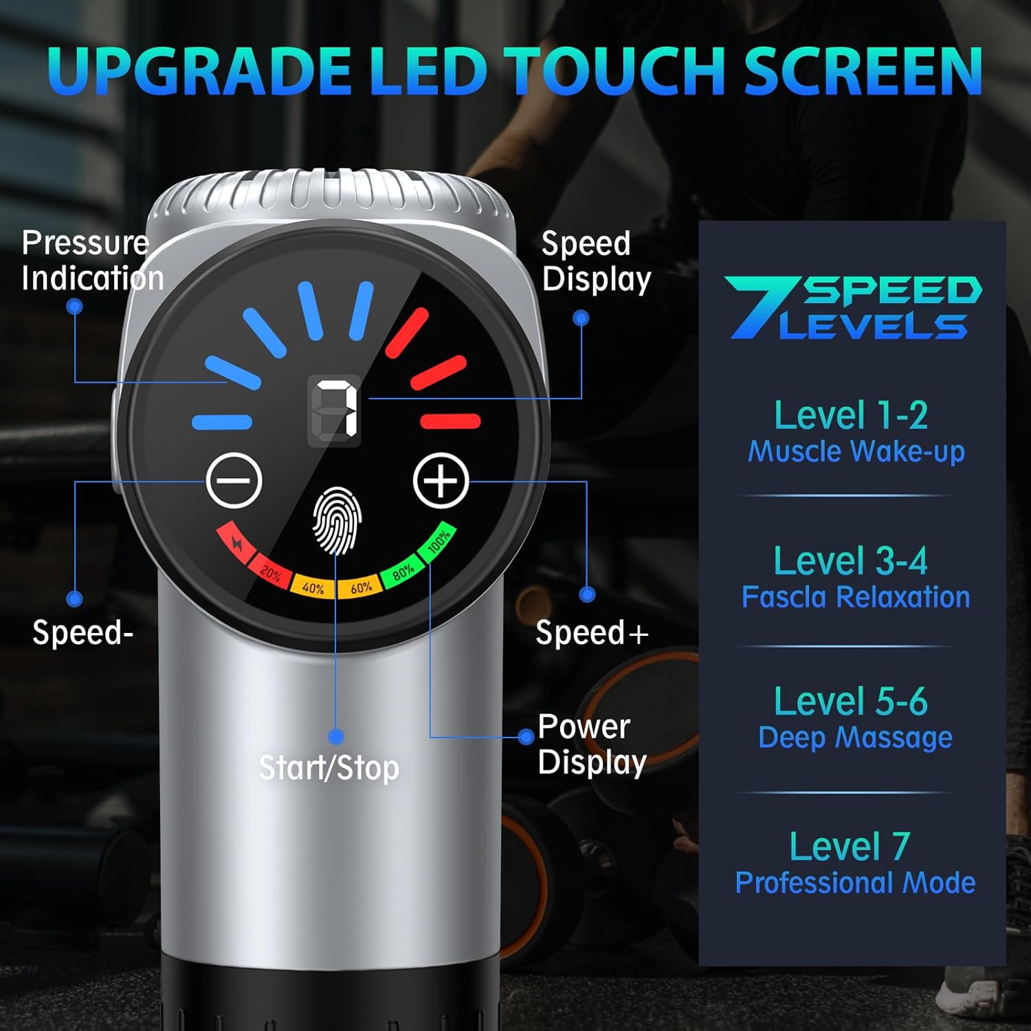 TOLOCO Massage Gun, Deep Tissue Back Massage for Athletes for Pain Relief, Percussion Massager with 10 Massages Heads & Silent Brushless Motor