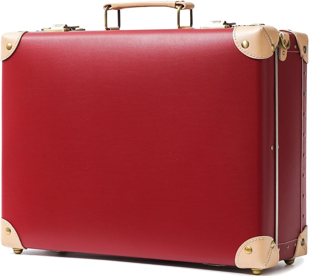 urecity Vintage and Cute Carry-on Overnight Case Non-wheeled Mini Leather Trunk Suitcase with Shoulder Strap