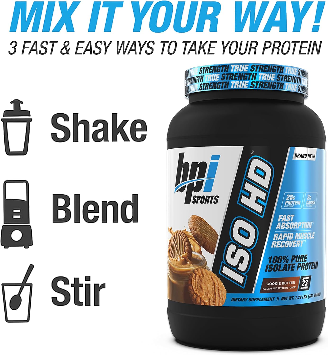 BPI Sports ISO HD Isolate Protein Powder – 100% Whey Isolate, Protein Powder for Muscle Gain - Chocolate Brownie, 5.4 Pounds - 69 Servings