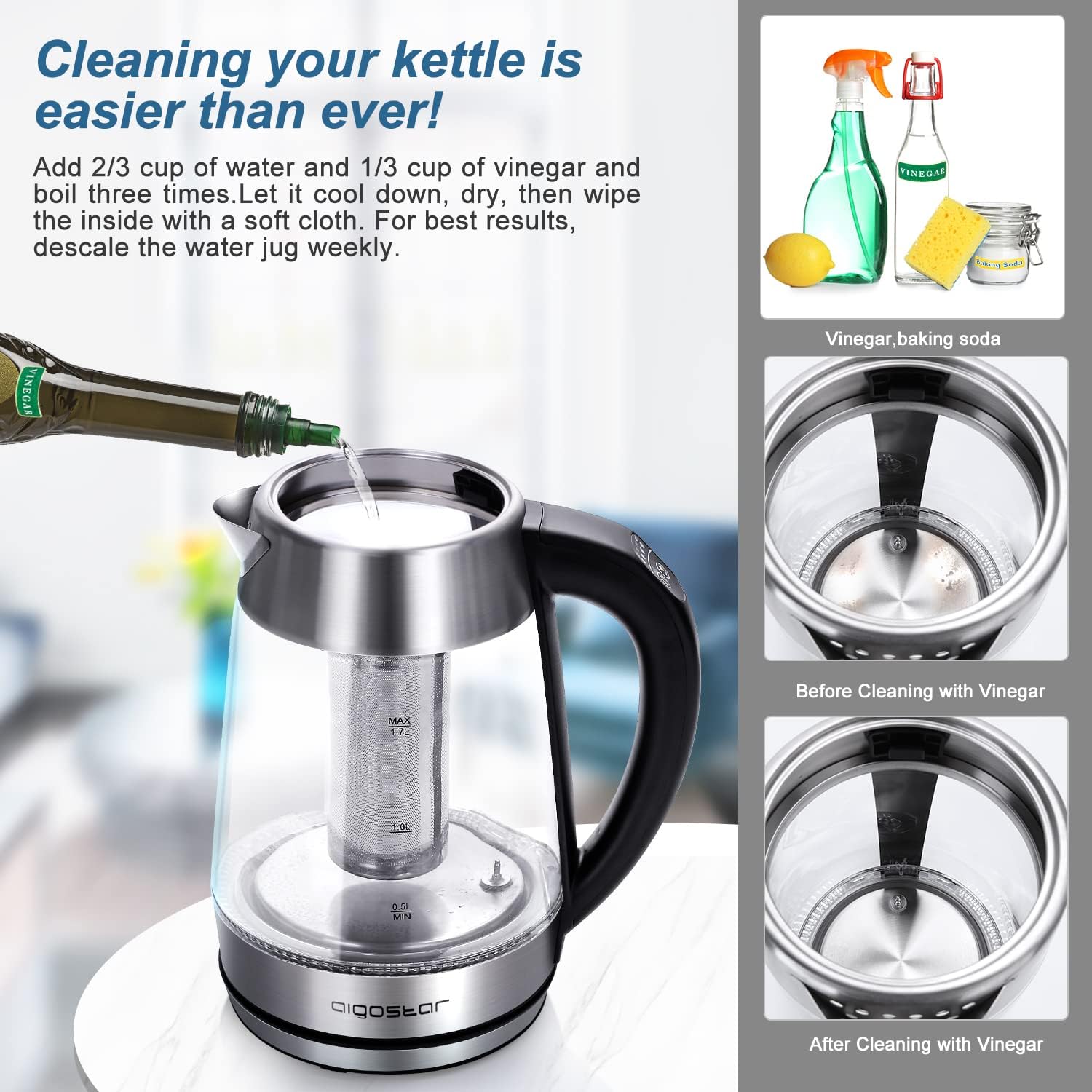 Aigostar Electric Kettle with Temperature Control and Tea Infuser