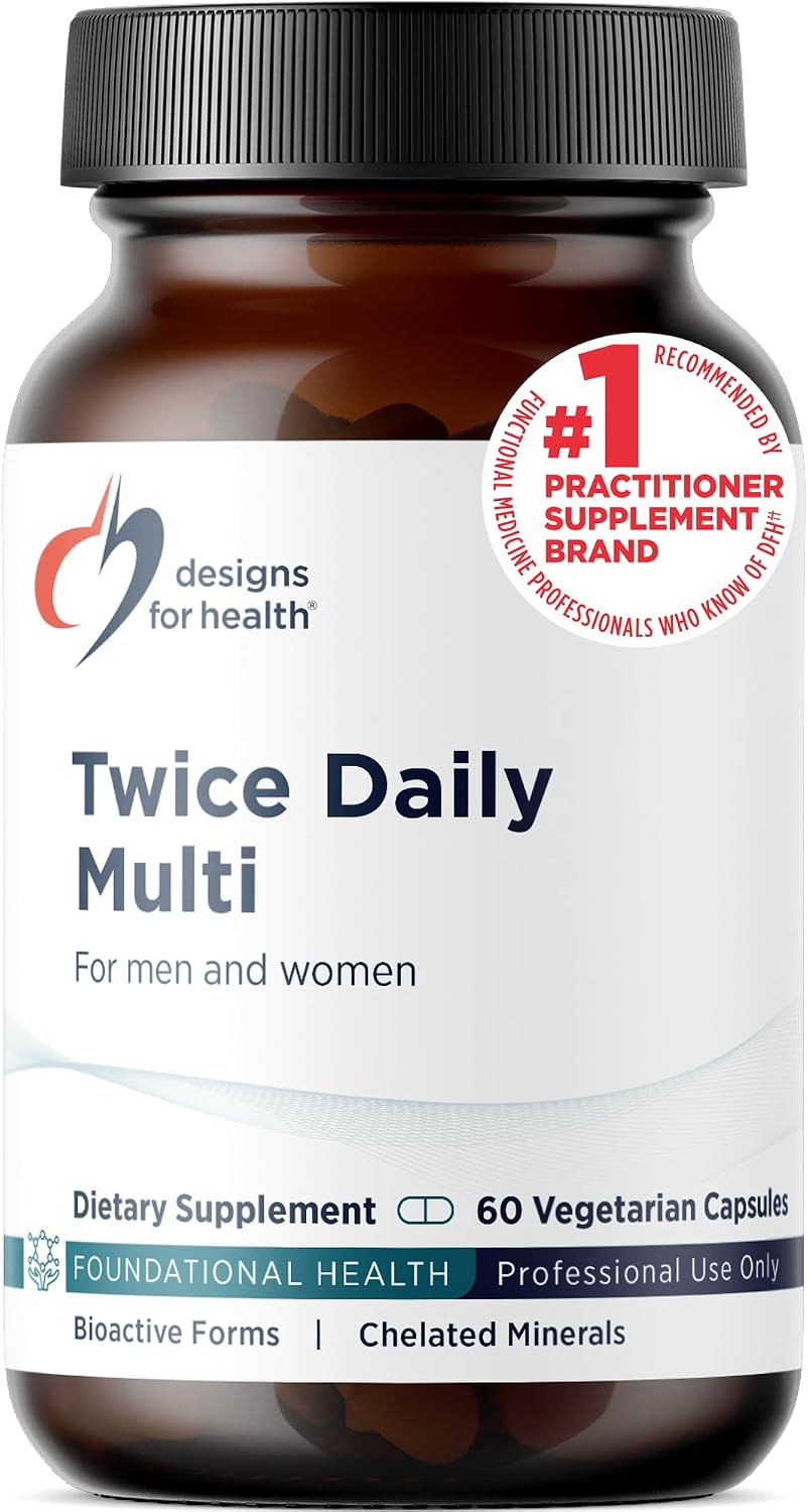 Designs for Health Methylated Multivitamin for Women & Men - Twice Daily Multimineral Supplement & Multivitamin Without Iron + Methylated B12 and Folate, Vitamin C, K, D, E + More (120 Capsules)