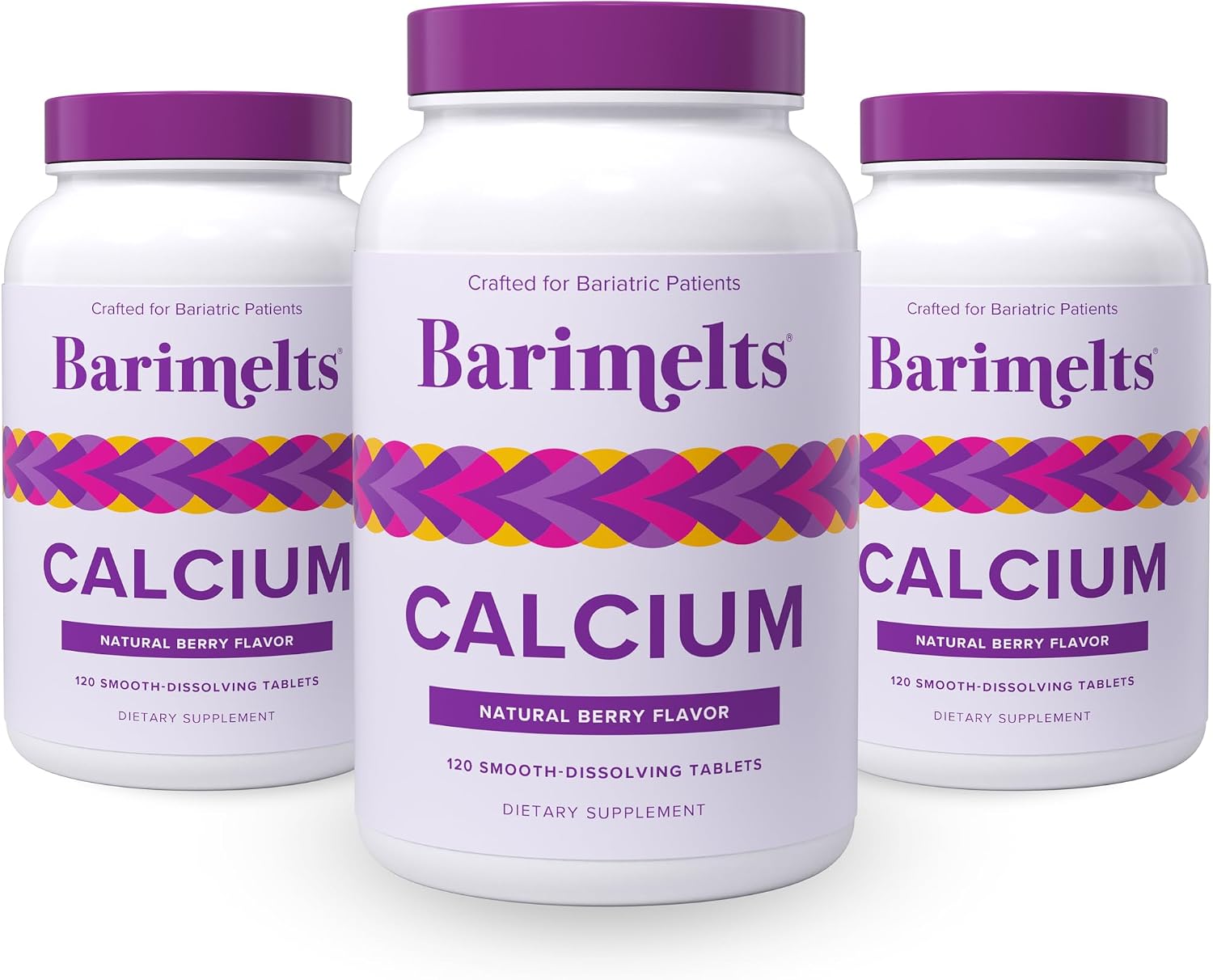 BariMelts Calcium Citrate with Vitamin D3 & Magnesium, 120 Smooth-Dissolving Tablets (1-Month Supply), Bariatric Calcium Supplements for Women, Natural Berry Flavor​