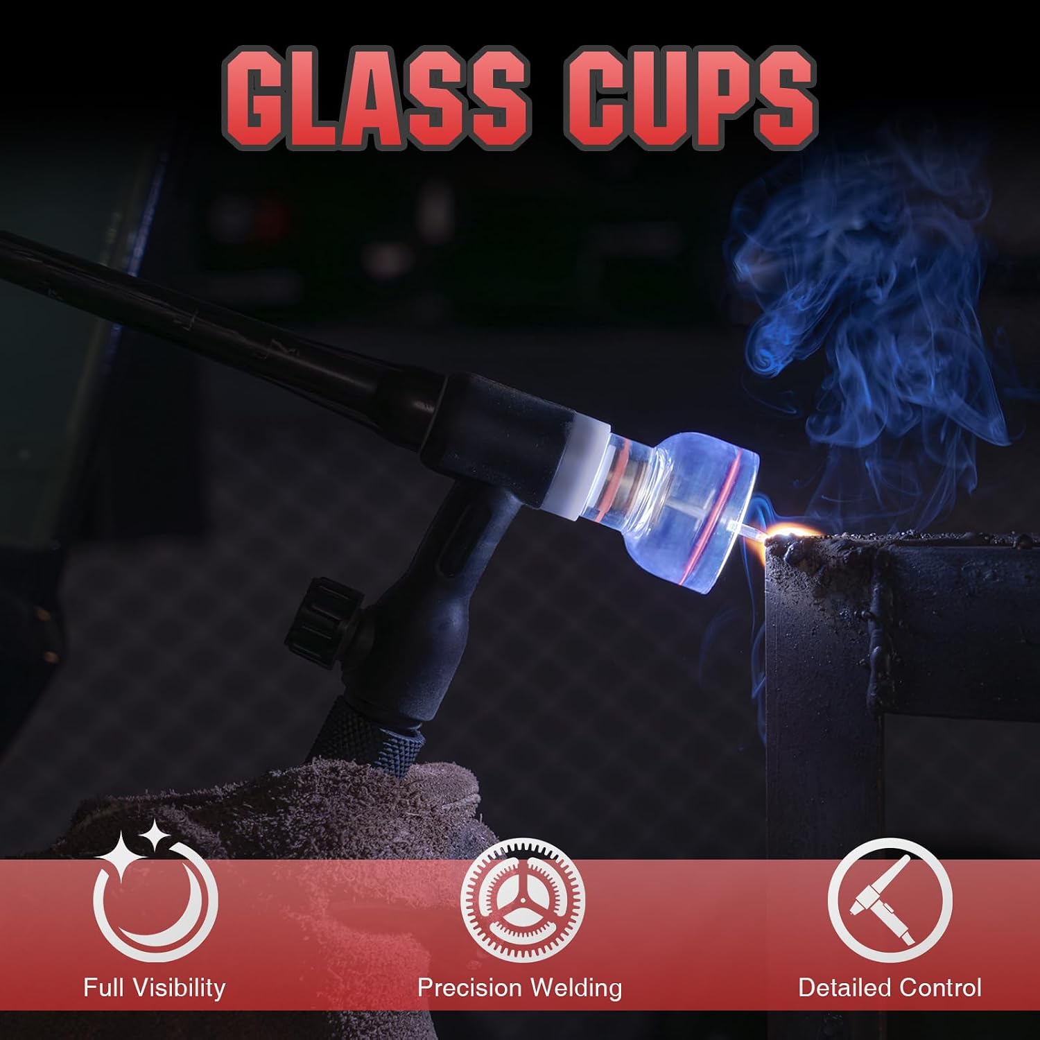 YESWELDER 49Pcs TIG Welding Torch Stubby Gas Lens #10 Glass Cup Kit