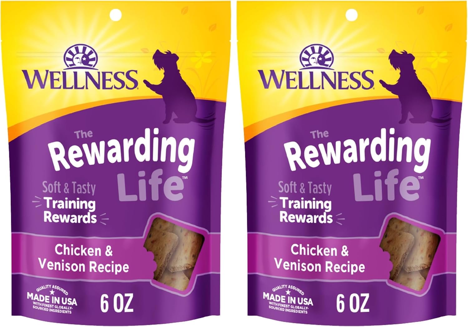 Wellness Rewarding Life Soft Dog Training Treats, Natural, Grain Free, Lamb and Salmon Recipe, 6 oz Bag