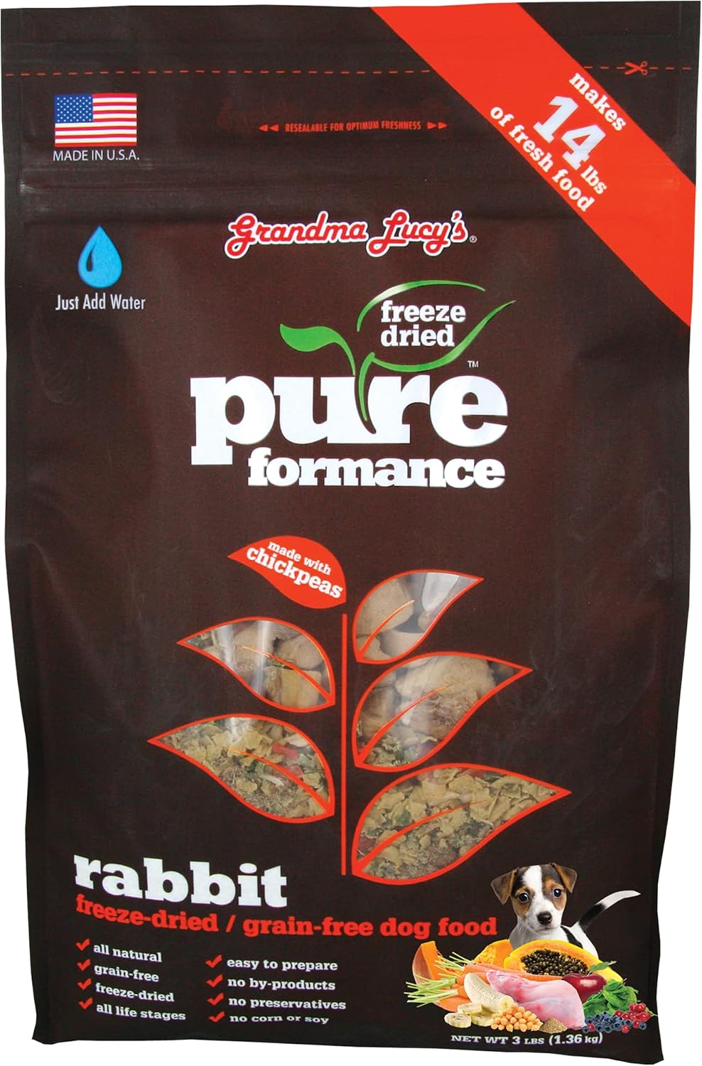 Grandma Lucy's PUREformance Pre-Mix Dog Food, Grain Free and Freeze-Dried - 3Lb Bag