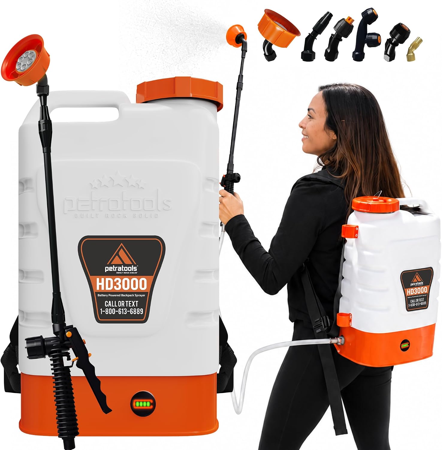PetraTools 3 Gallon Battery Powered Backpack Sprayer - 2.5 Hour Runtime