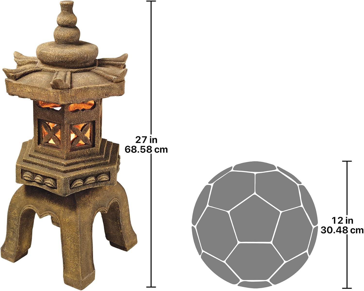 Design toscano ng29870 asian decor pagoda lantern indoor/outdoor statue, 11 inches wide, 11 inches deep, 17 inches high, handcast polyresin, two tone stone finish