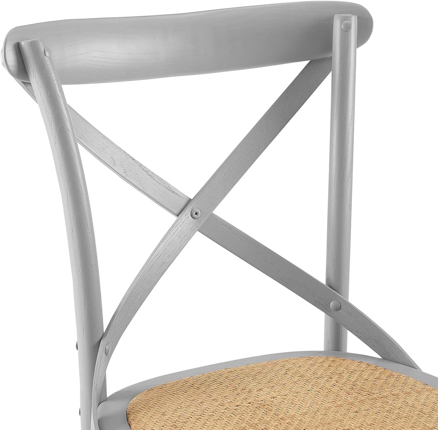 Modway Gear Rustic Modern Farmhouse Elm Wood Rattan Dining Chair in Gray