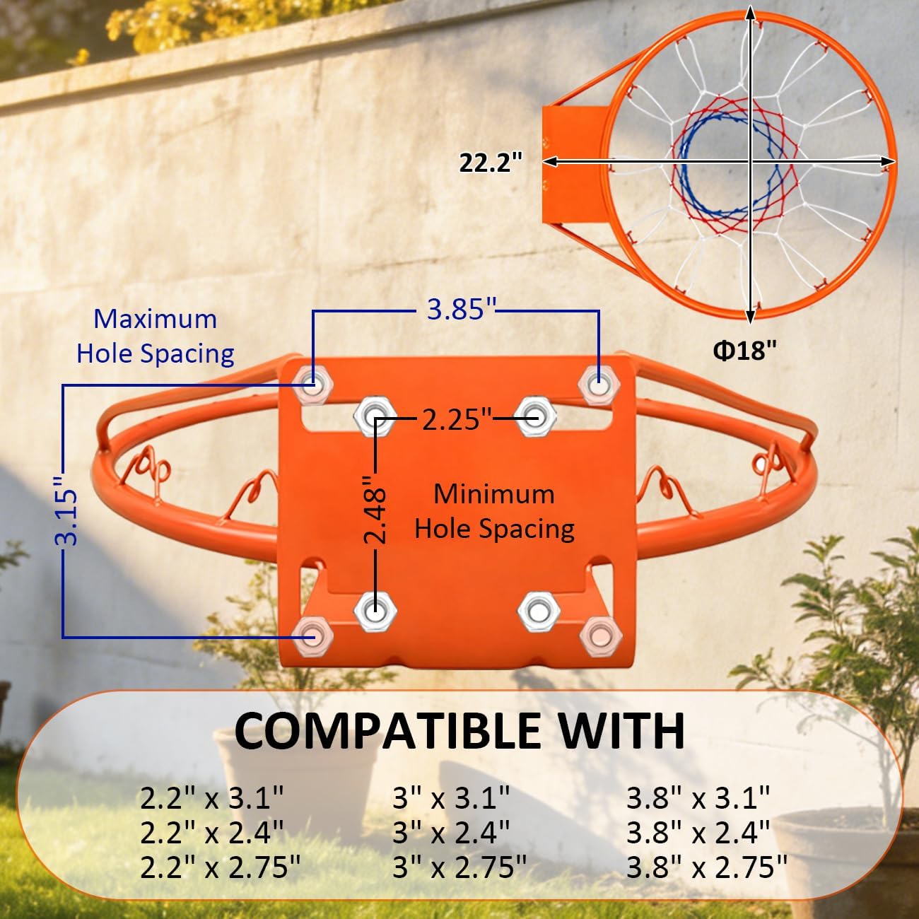 Rakon 18" Solid Replacement Basketball Rim