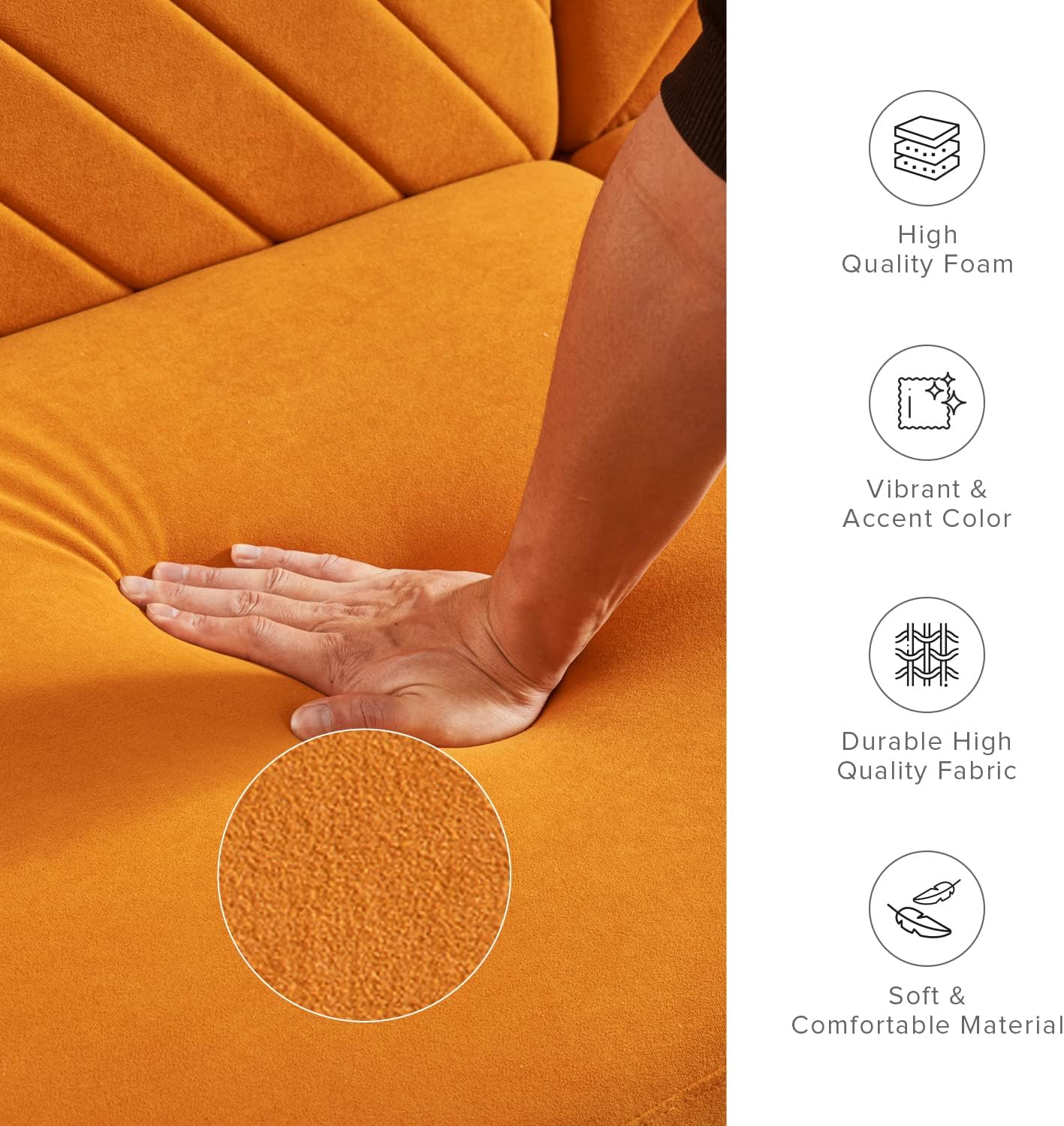 mopio 76.4" Futon Sofa Bed Chevron Styled, Sleeper Couch (Old Rosa Velvet)