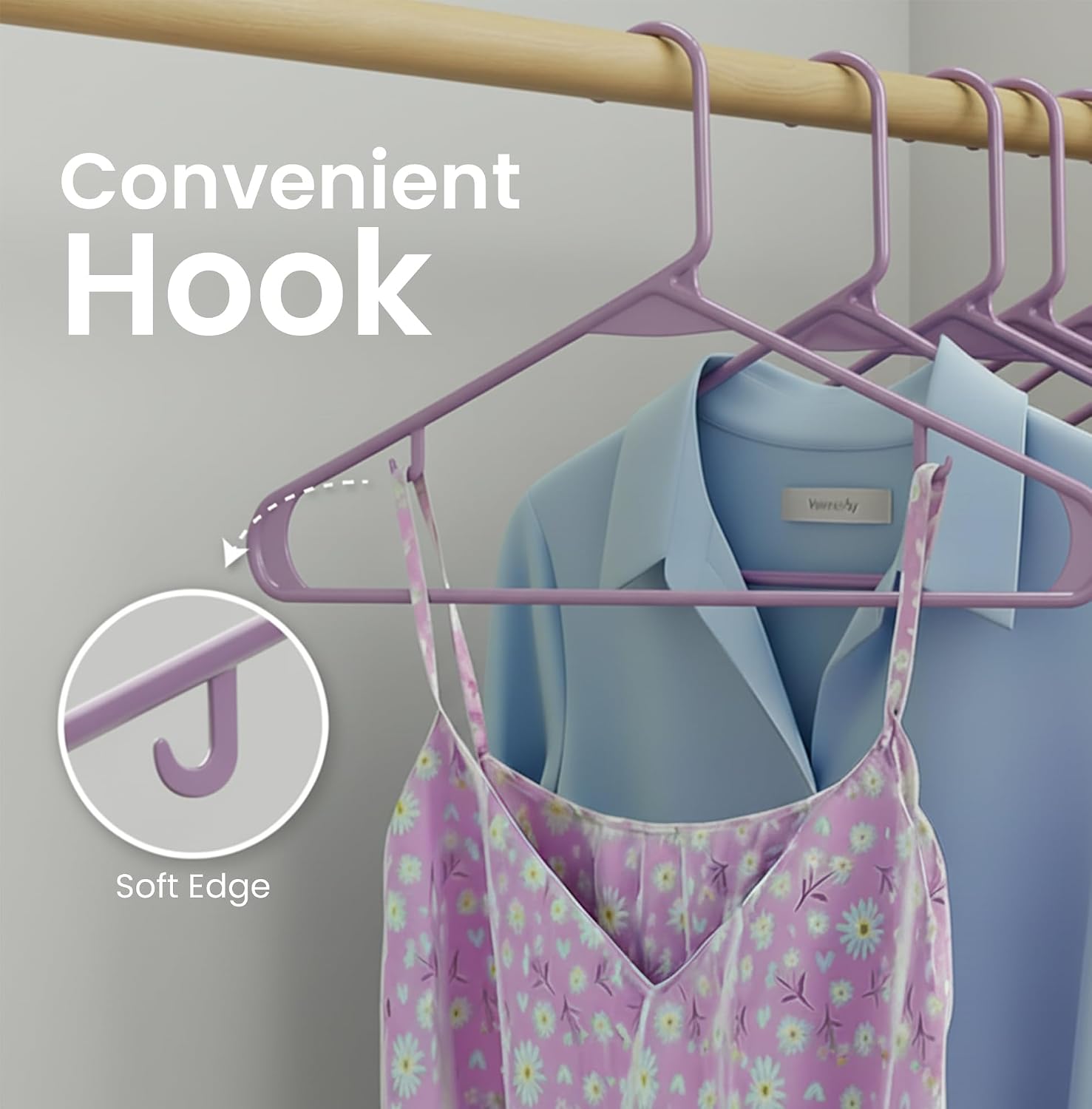 Utopia Home Plastic Hangers 50 Pack – Built-in Strap Hooks Black