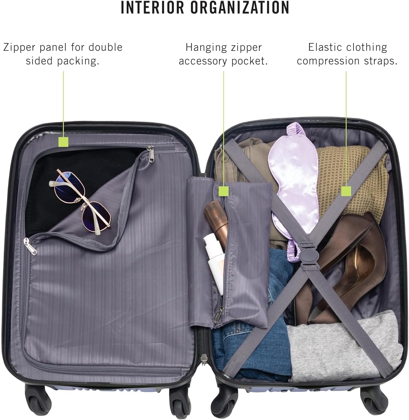 Kenneth Cole REACTION Out of Bounds Lightweight Hardshell 4-Wheel Spinner Luggage, Teal, 20-Inch Carry On