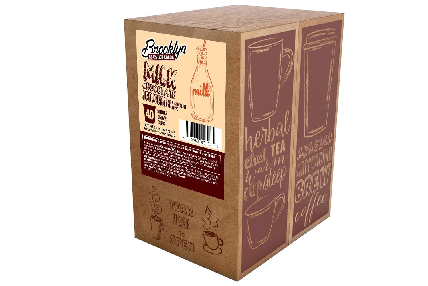 Brooklyn Beans Milk Chocolate Hot Cocoa Pods, Compatible with 2.0 K-Cup Brewers, 40 Count