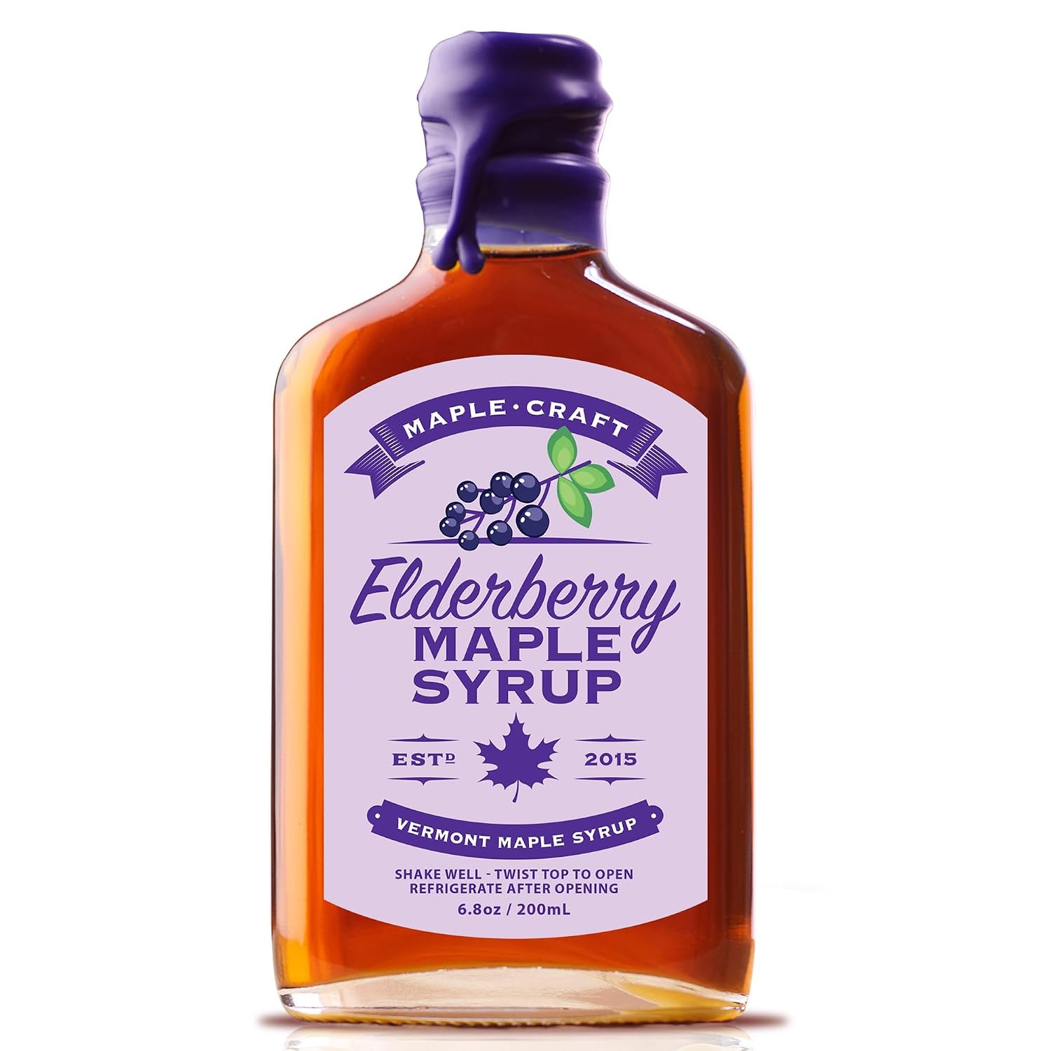 Maple Craft Foods Salted Caramel Maple Syrup – Organic Vermont Maple Syrup with Natural Caramel Flavor & Salt, Gourmet Flavored Syrup for Pancakes, Coffee, Baking and Desserts, 6.8 oz