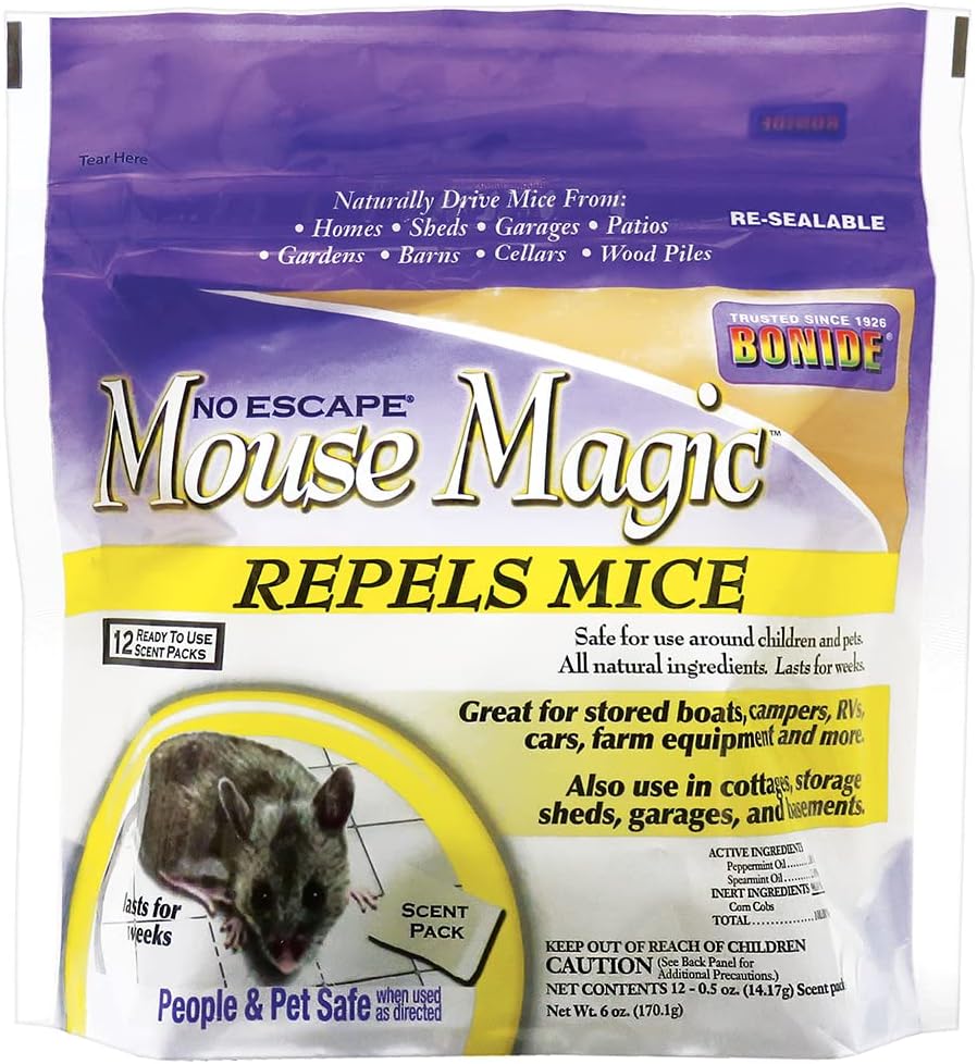 Bonide Mouse Magic Mouse Repellent Scent Packs, 4 Packs