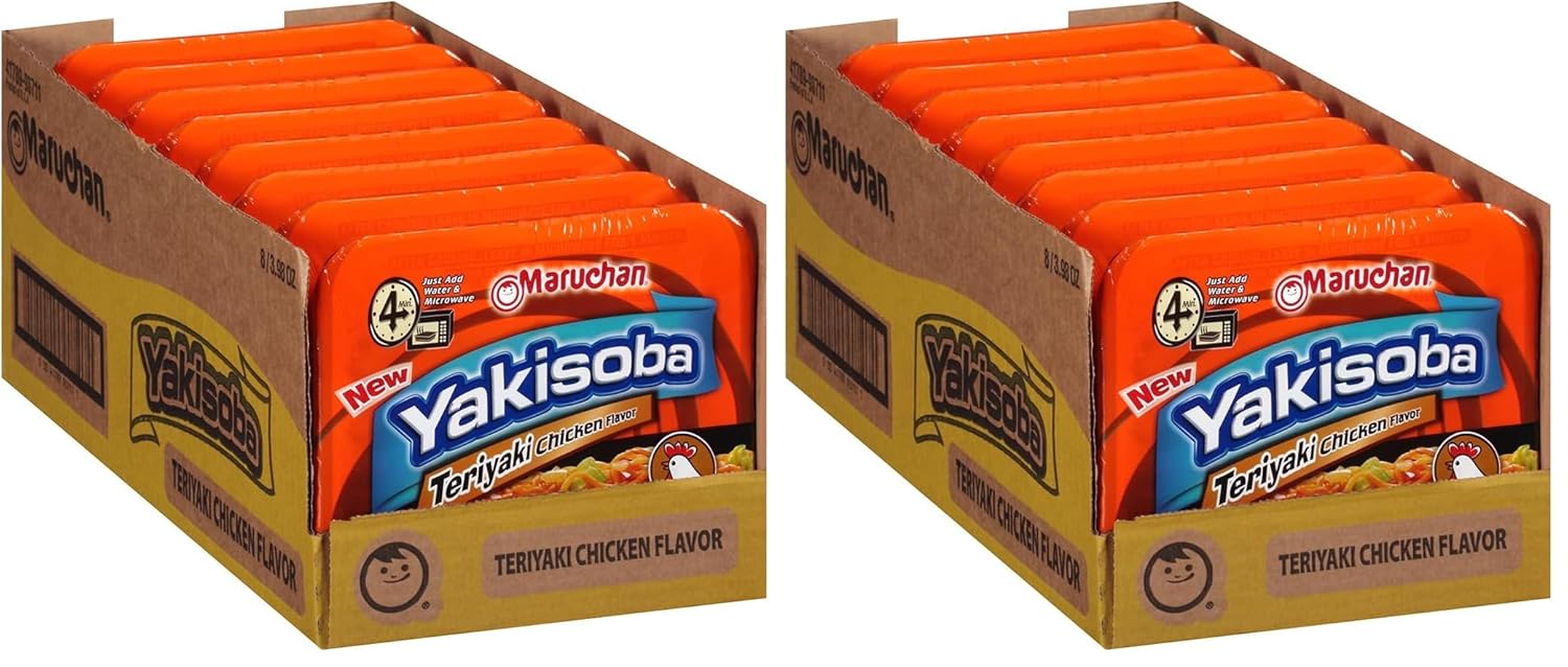 Maruchan Yakisoba, Spicy Chicken Flavor – Stir-Fried Japanese Instant Ramen Noodles, High Protein Microwavable Meal – 4.11 Oz. (8 Pack)