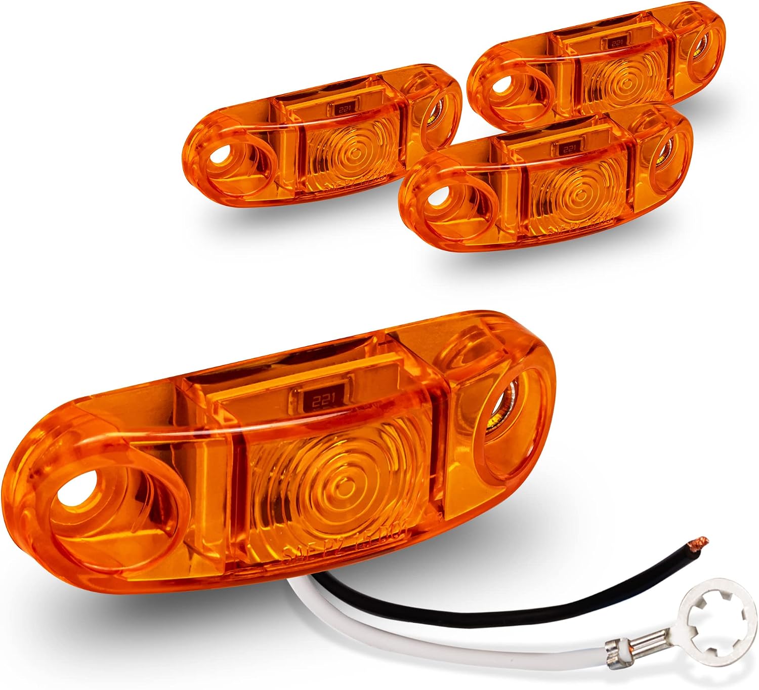 TRUE MODS 2pc 2.5" Amber Oval LED Trailer Marker Lights for Boat Trailer RV