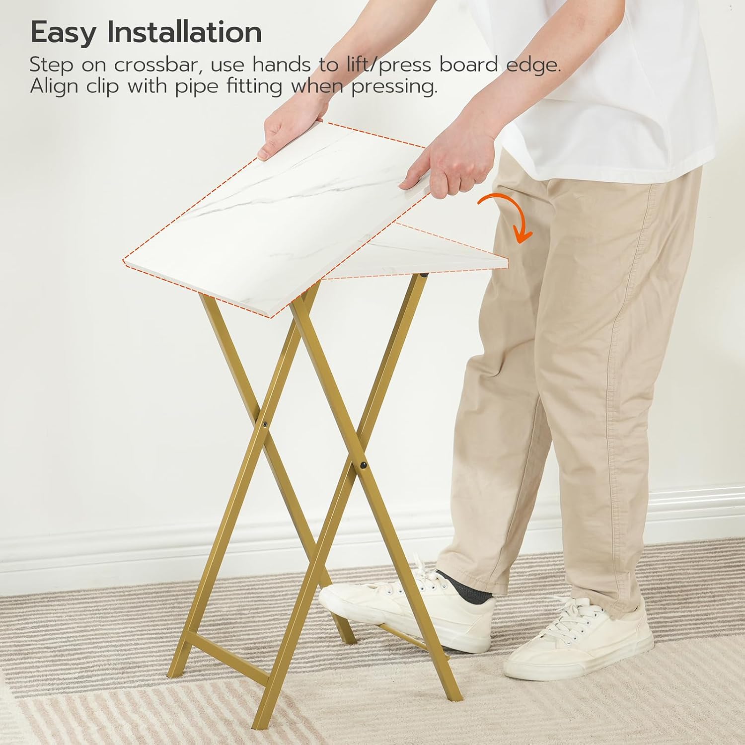 HOOBRO Folding TV Tray Tables, Set of 4 TV Trays with Storage Rack, Industrial Side Table for Eating at Couch, Foldable Snack Table for Small Space