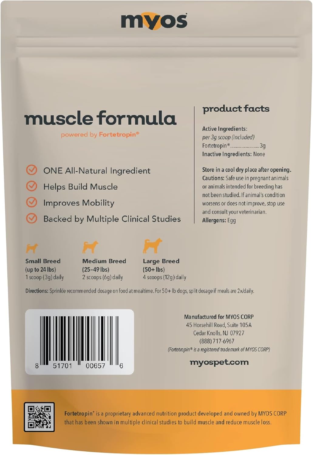 MYOS Canine Muscle Formula - Dog Muscle Builder & Mobility Support - 180 g