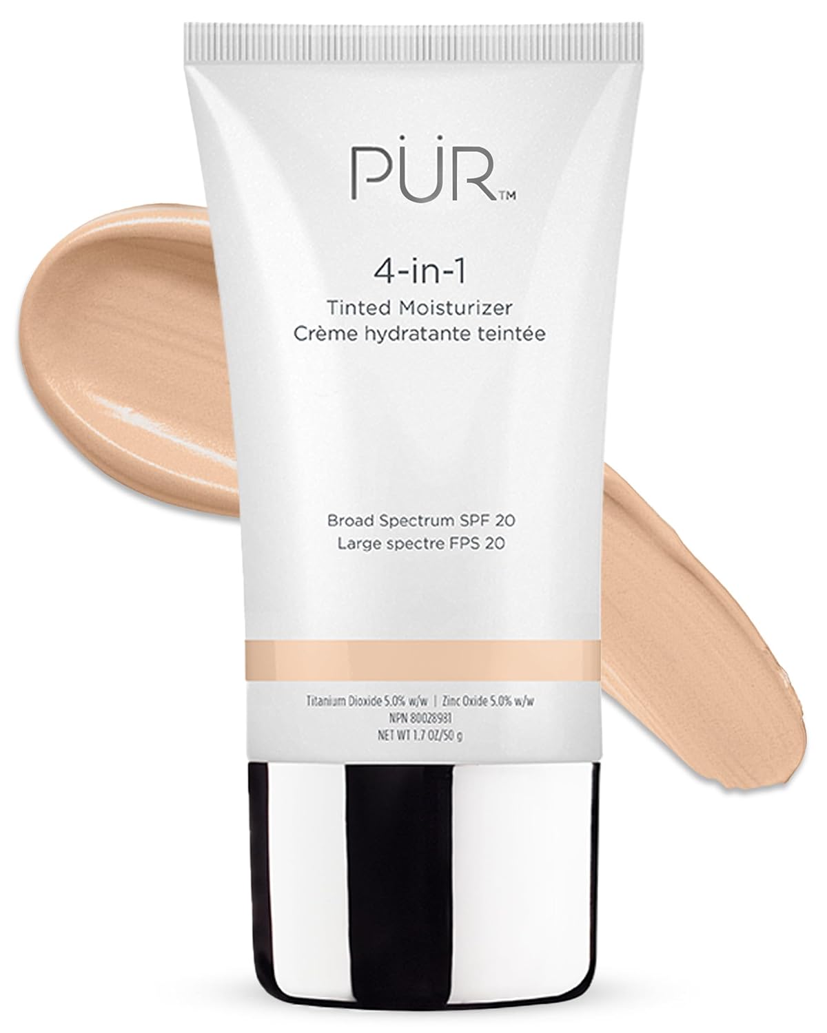 PÜR MINERALS 4-in-1 Tinted Moisturizer With SPF 20 - Hydrating Face Moisturizer, Primer, & Foundation With Shea Butter