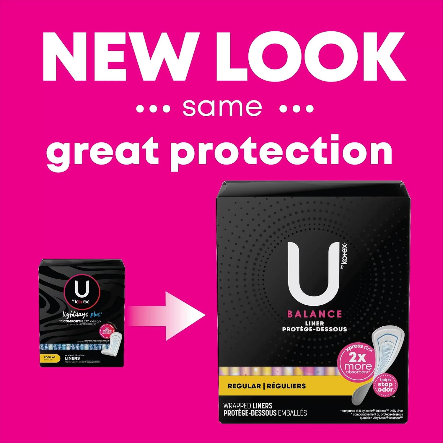 U by Kotex Balance (Previously Lightdays Plus) Wrapped Panty Liners, Regular Length, Unscented, 40 Count - 6 Pack (Includes 240 Liners Total)