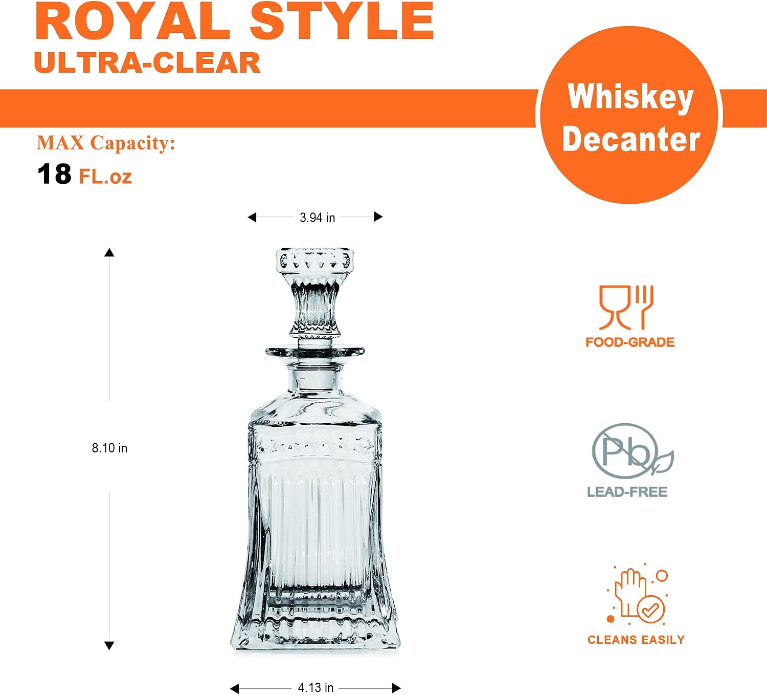 LUXU Whiskey Decanter,25 oz
