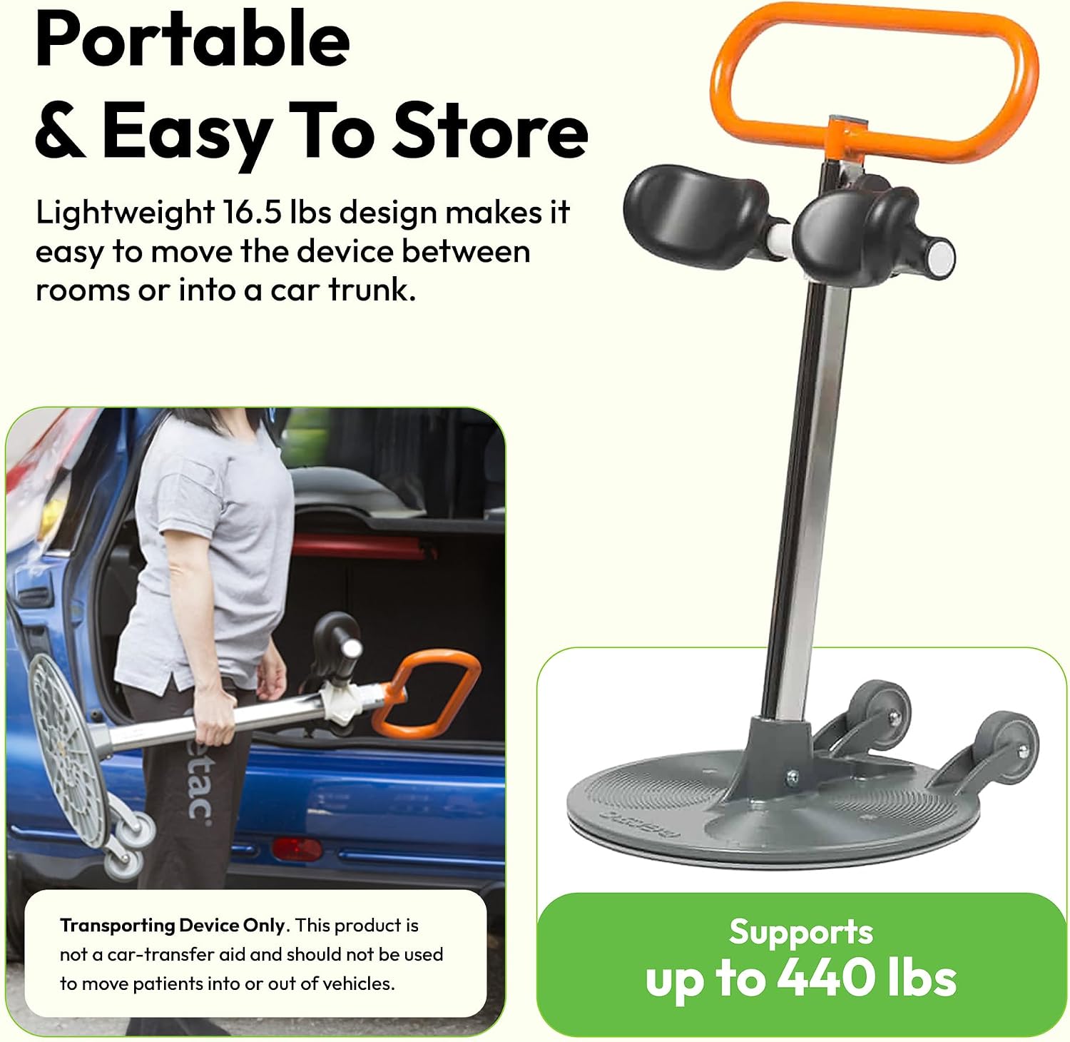 Etac Turner PRO Patient Transfer Aid – Assistive Standing Pivot Transfer from One Seated Position to Another