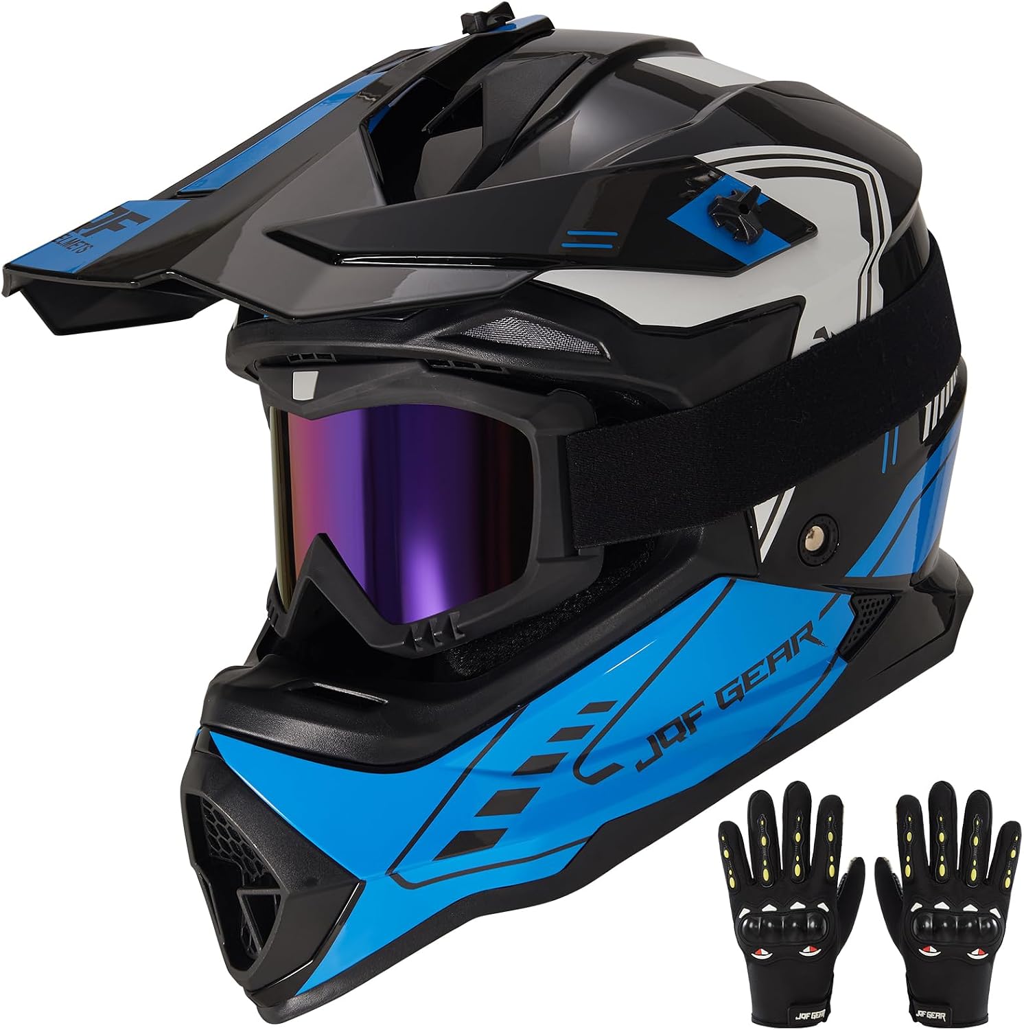 Adult Dirt Bike Helmet DOT Approved,WS901 Full Face Motocross Set | Includes Goggles Gloves,adjustable visor and washable liner for UTV MX Dirtbike ATV OffRoad