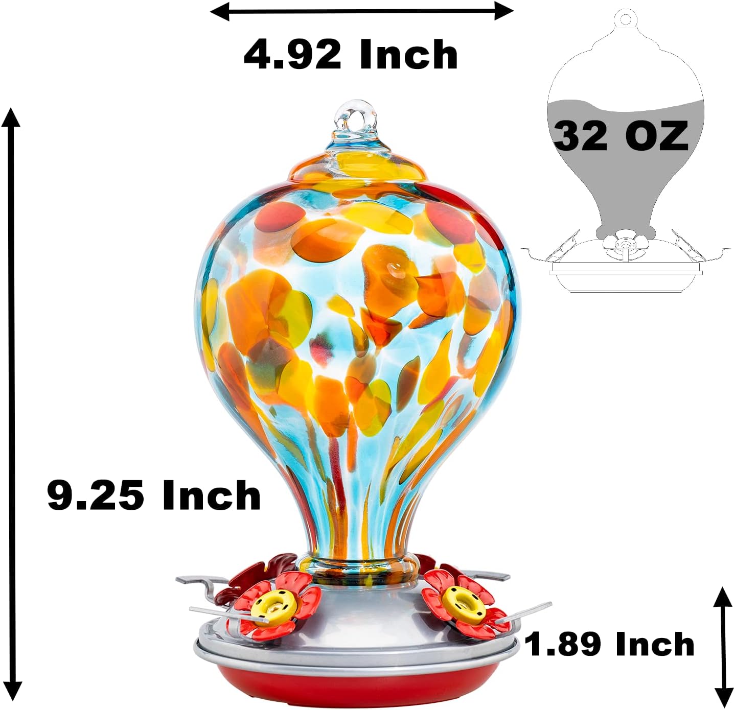 Muse Garden 32OZ Humming Bird Feeder Ant Moat,Gifts for Bird Lover,Gardening Backyard Decor Hummingbird Nectar Capacity,Nebula