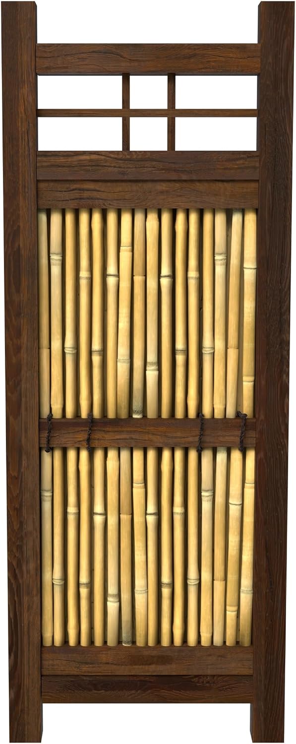 Red Lantern 4 x 1.5 ft. Japanese Bamboo Kumo Fence Panel, 4ft. x 2ft, Brown