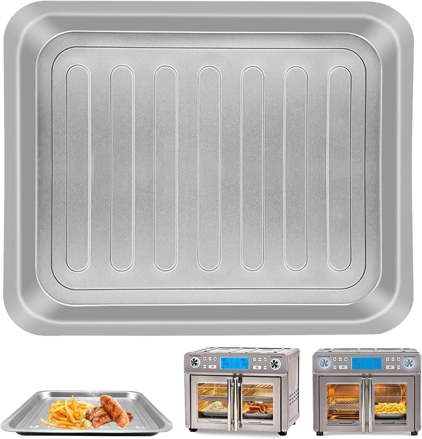 Air Fryer Grill Pan for Emeril Lagasse Everyday 360 Air Fryer, 12''×10'' Stainless Steel Air Fryer Accessories Replacement Crisper Tray Bake Pan, Not fit for Emeril Lagasse 26 QT 25 QT French Door