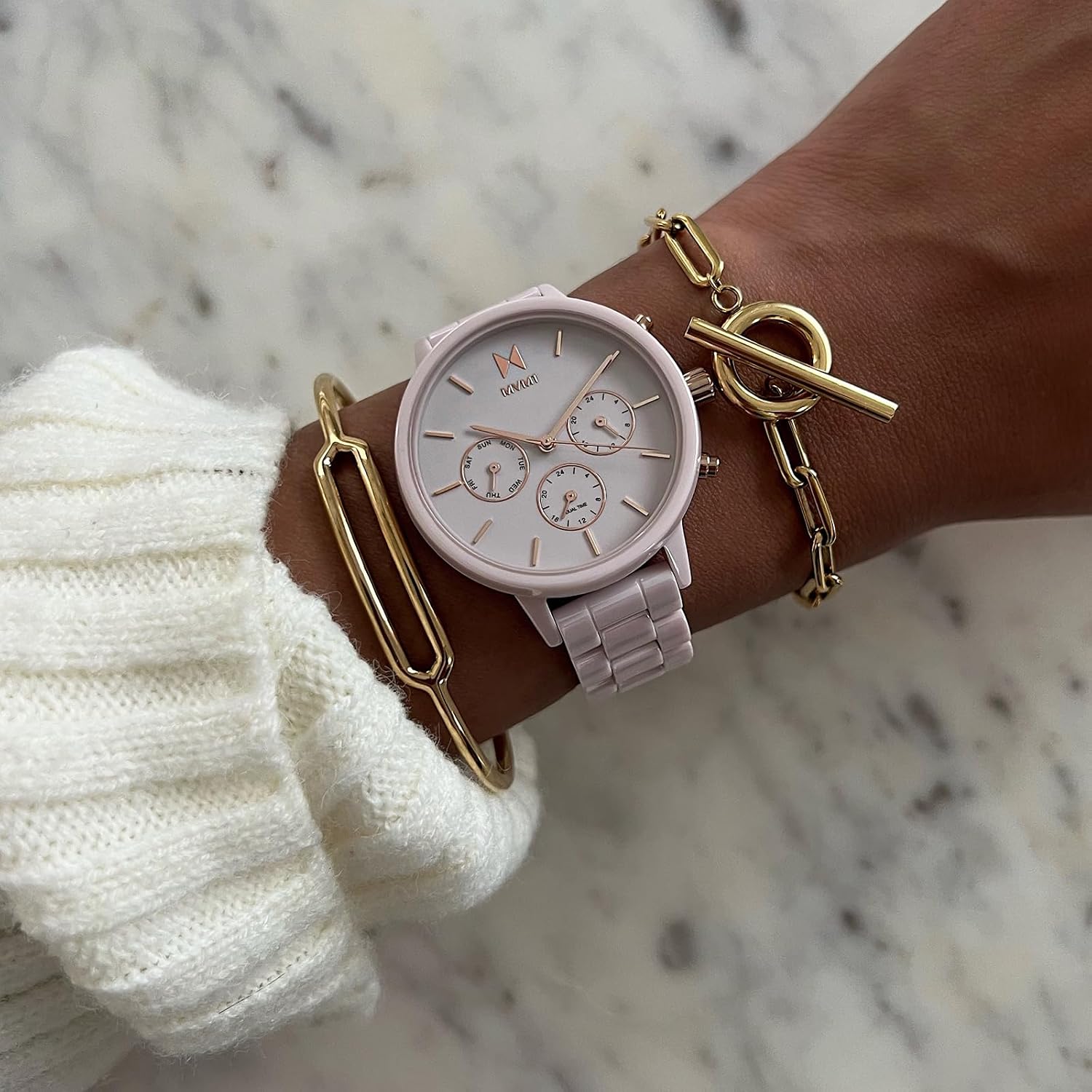 MVMT Nova - Dual Timezone Women’s Wristwatch - Minimalist Dress - 3 ATM/30 Meters Water-Resistant Timepiece - Interchangeable Bands - 38mm