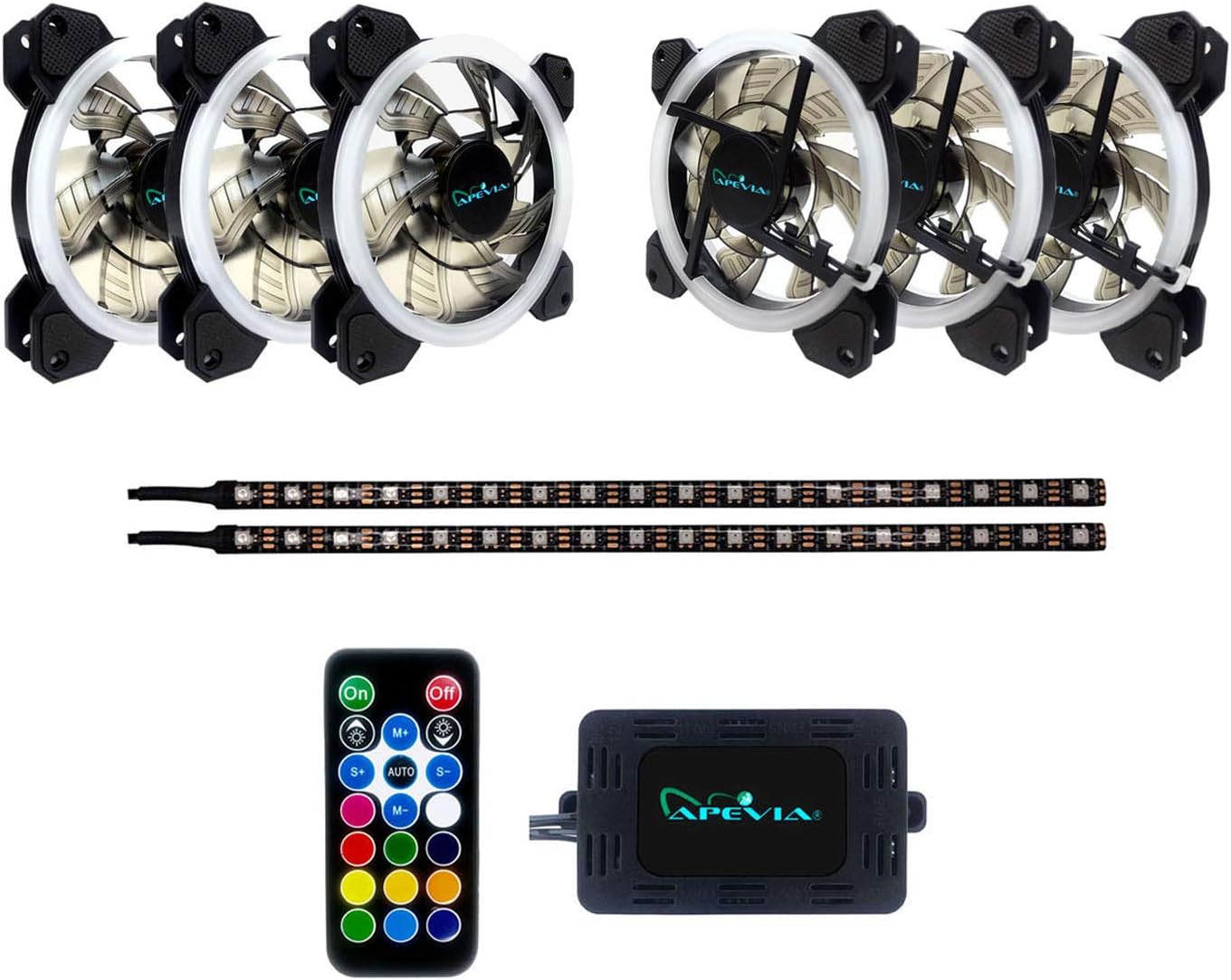Apevia ST4-RGB Spectra 120mm Silent RGB Fan 4-Pack with Remote Control