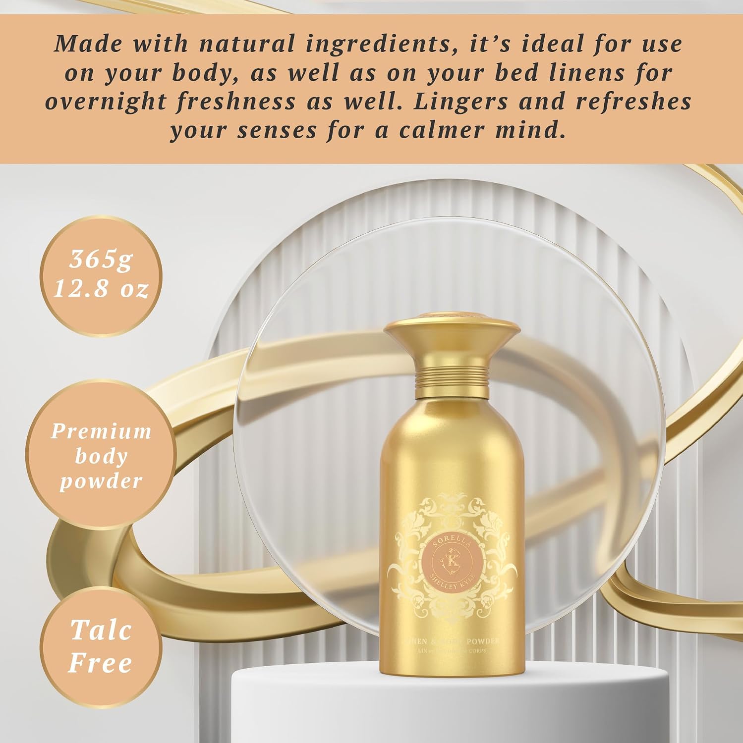 Talc-Free Body Powder for Women for Daily Use and After Bath - Ballerine 365 g (Puff not Included)