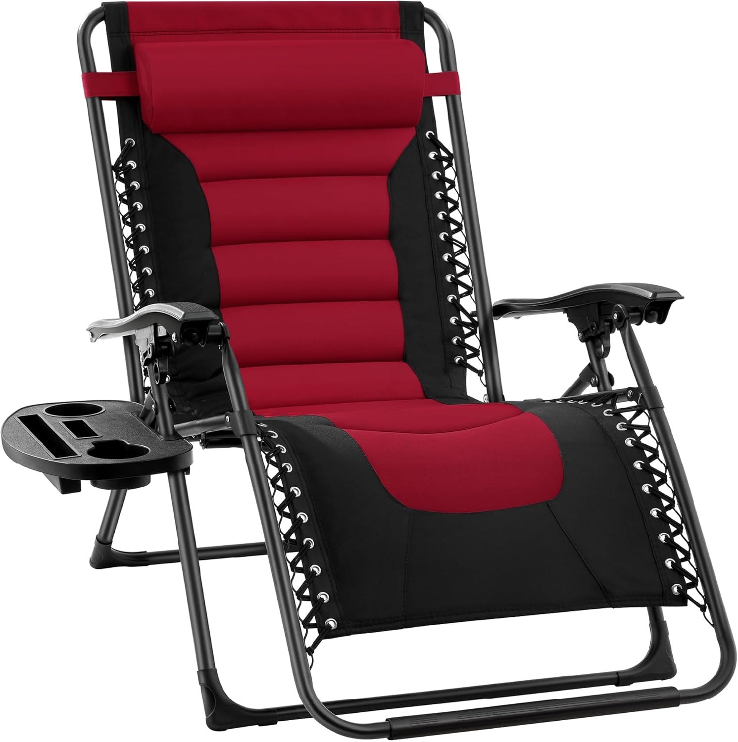 Best Choice Products Oversized Padded Zero Gravity Chair, Folding Outdoor Patio Recliner, XL Anti Gravity Lounger for Backyard w/Headrest, Cup Holder